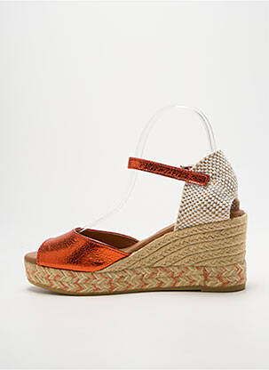 Espadrilės satino audinys kulnas nuo 7 iki 9 cm oranžinė LA MAISON DE L'ESPADRILLE moteris