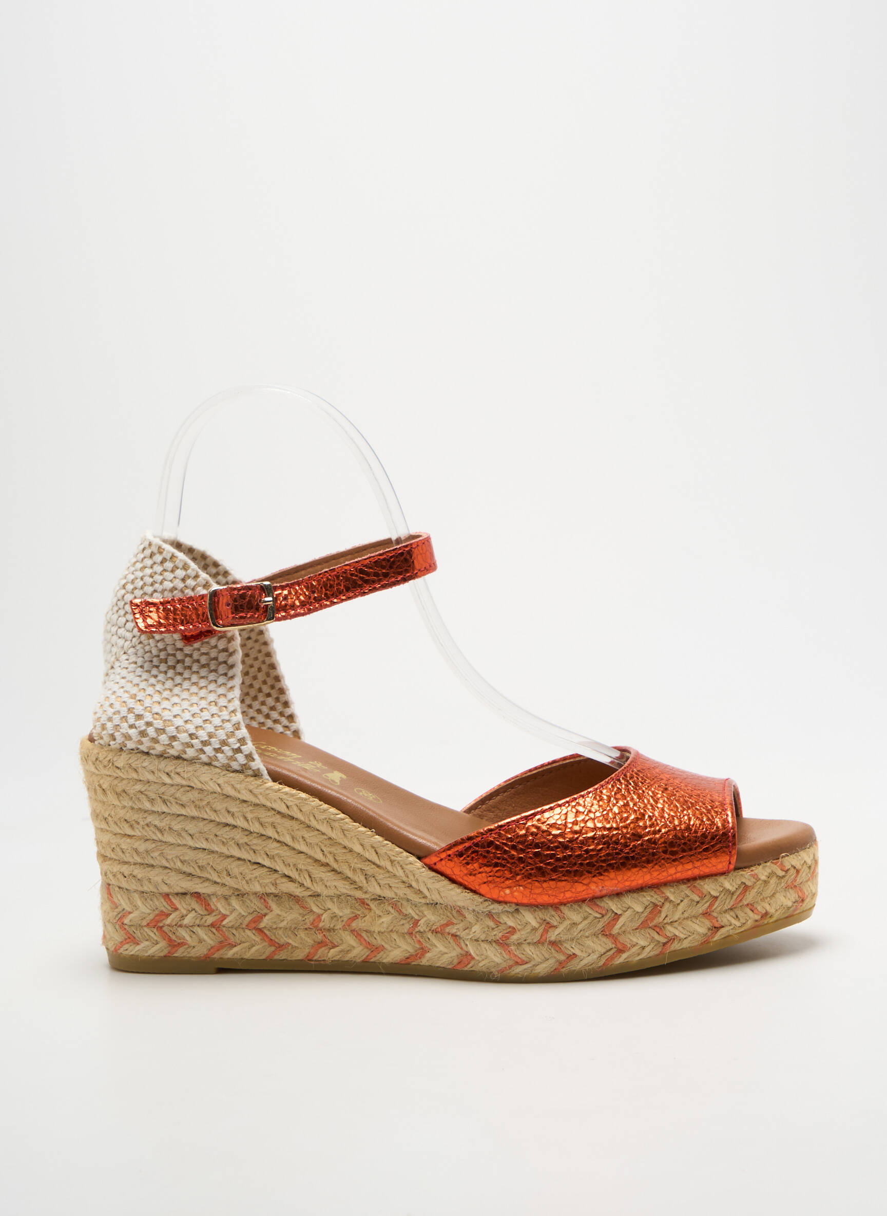 Espadrilės satino audinys kulnas nuo 7 iki 9 cm oranžinė LA MAISON DE L'ESPADRILLE moteris
