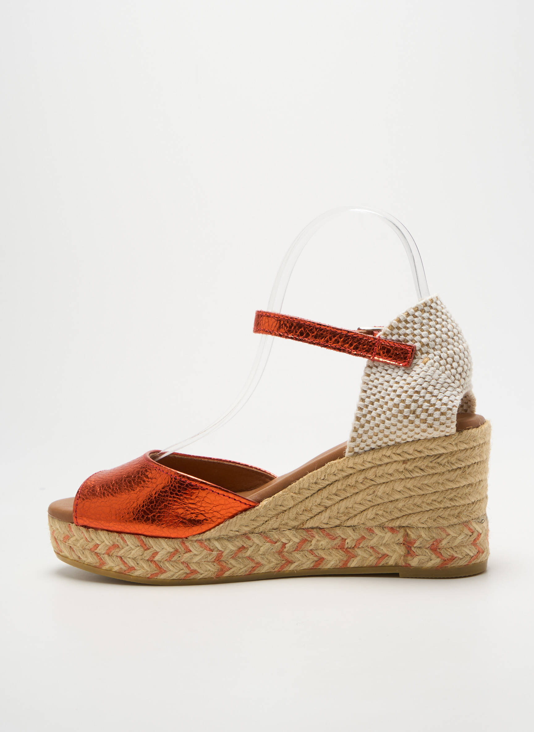 Espadrilės satino audinys kulnas nuo 7 iki 9 cm oranžinė LA MAISON DE L'ESPADRILLE moteris