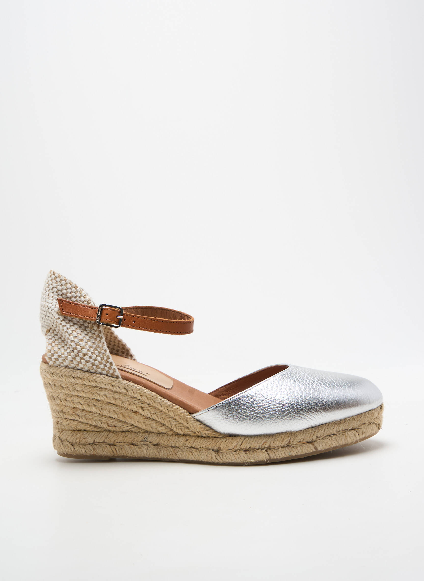 Espadrilės satino audinys kulnas nuo 7 iki 9 cm sidabrinė CARMEN SAIZ moteris
