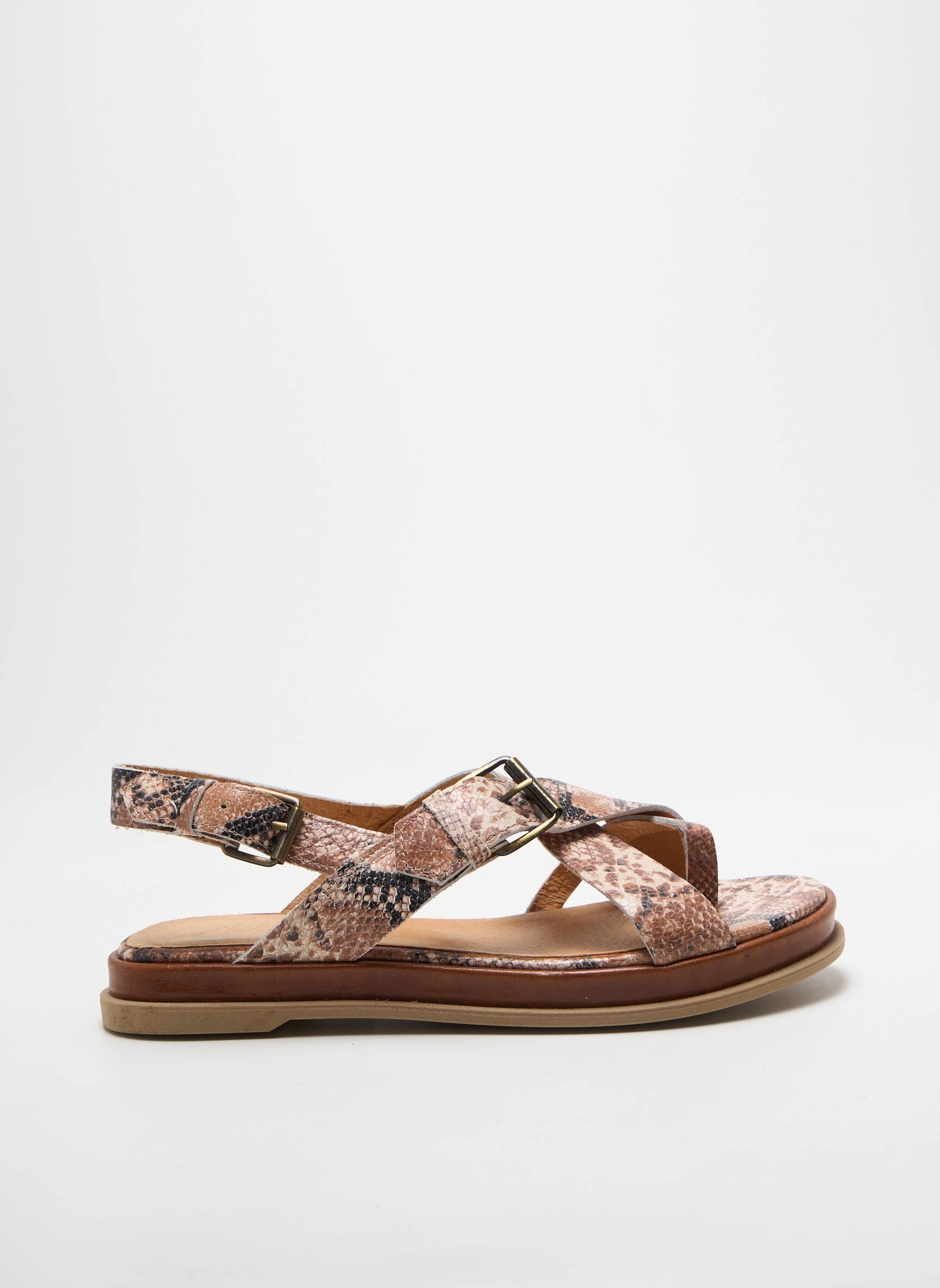 Sandalai/nu pėdos lygus medžiaga plokščias kulnas iki 3 cm bežinis MINKA DESIGN moteris