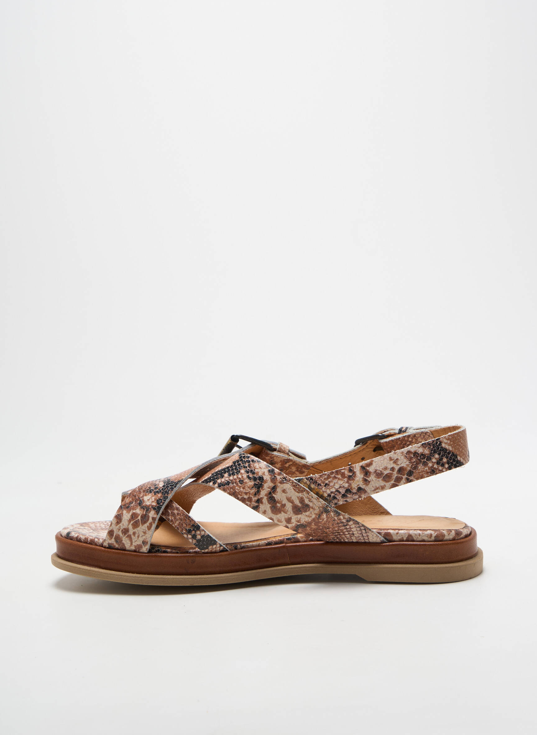 Sandalai/nu pėdos lygus medžiaga plokščias kulnas iki 3 cm bežinis MINKA DESIGN moteris