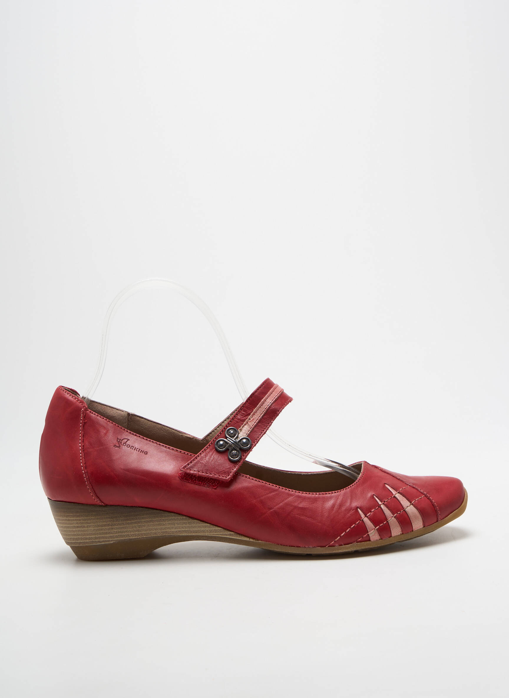 Balerinos velcro užsegimas plokščias kulnas iki 3 cm raudona DORKING moteris