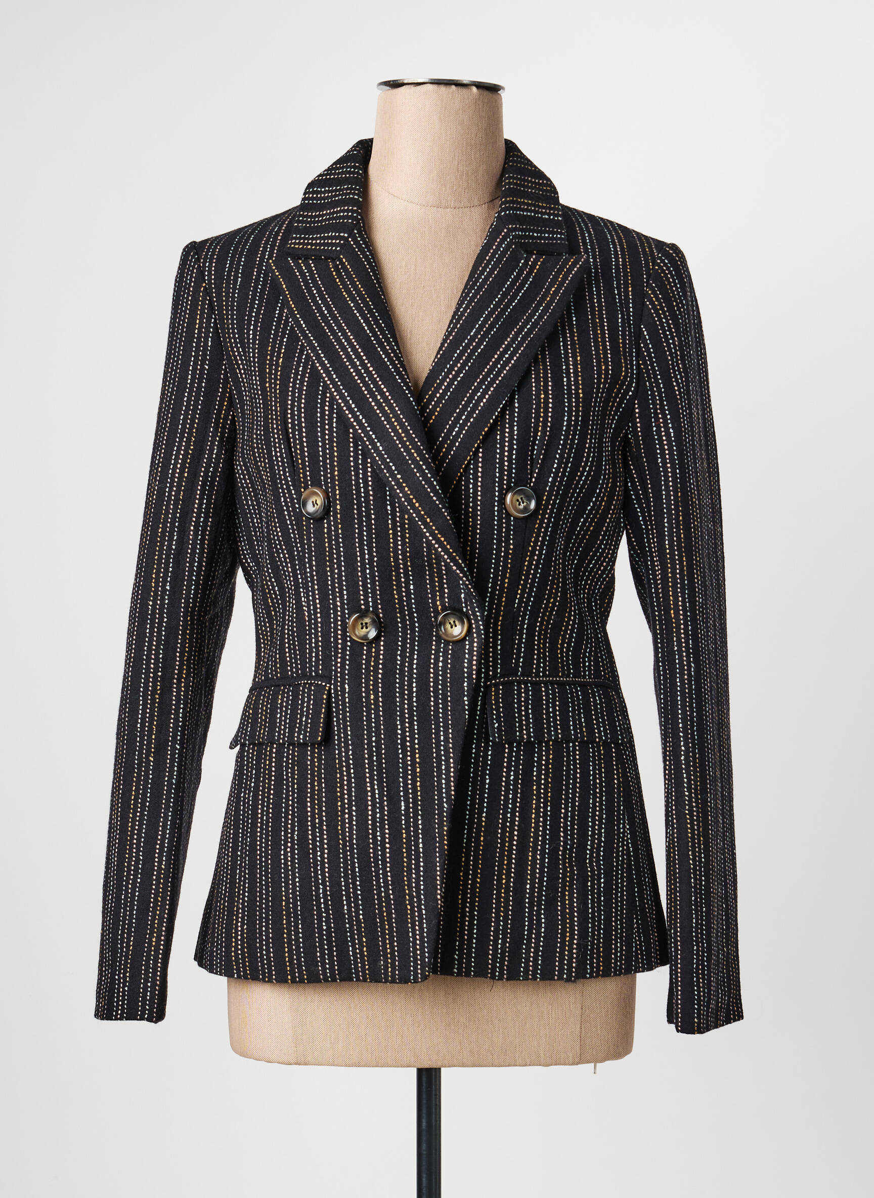 Kasdienis švarkas kraštas su apykakle juodas ORFEO moteris