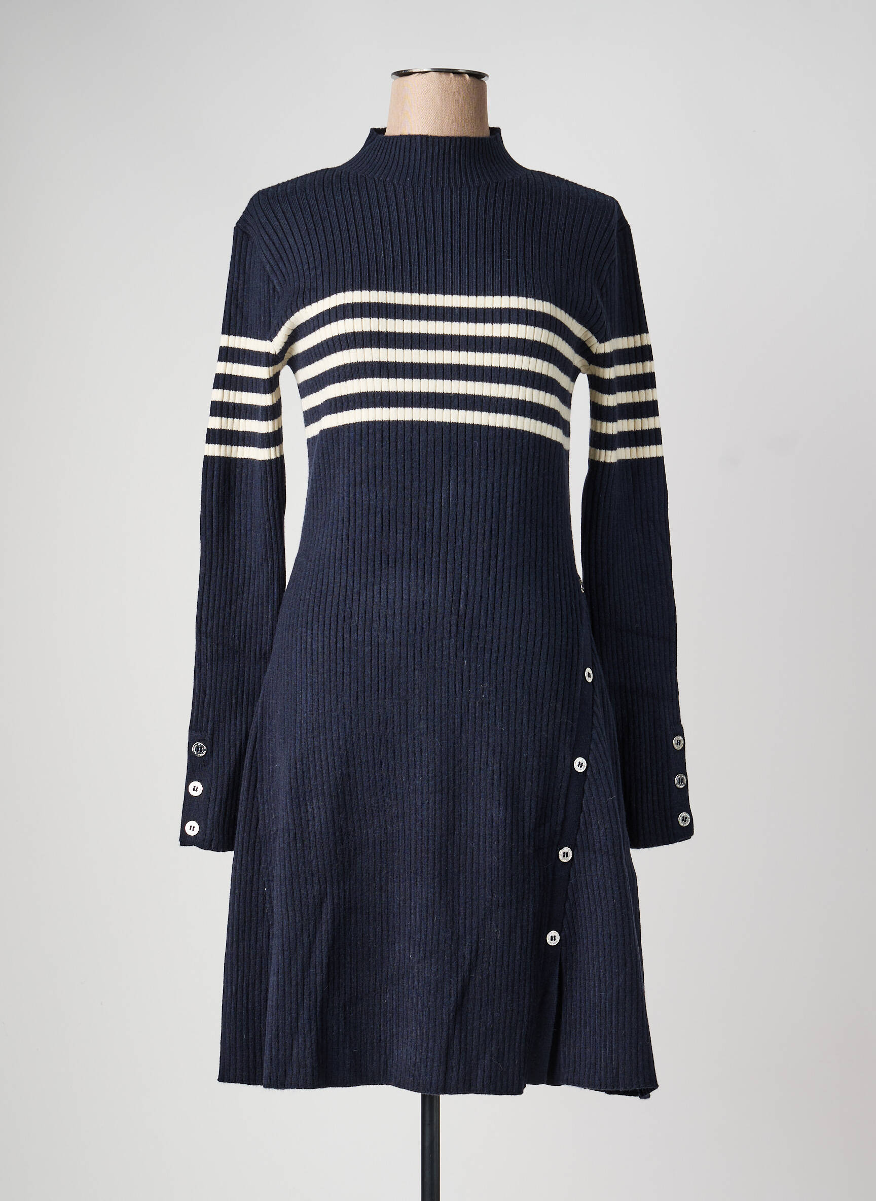Megztinė suknelė ilgos rankovės ilgos rankovės mėlyna MORGAN moteris