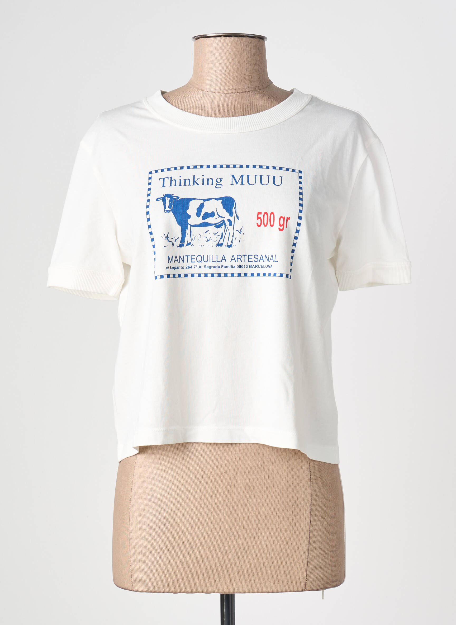 T-marškinys tiesi kirpimas trumpas rankovės baltas THINKING MU moteris