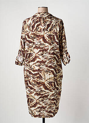 Pusilgių suknelė fantazijos raštas ilgos rankovės rudas APRIL VINTAGE moteris