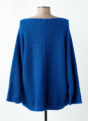 Megztinis col v 3/4 rankovės mėlyna COULEURS DU TEMPS moteris