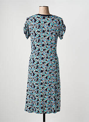 Pusilgių suknelė gėlių raštas trumpas rankovės mėlyna BRANDTEX moteris