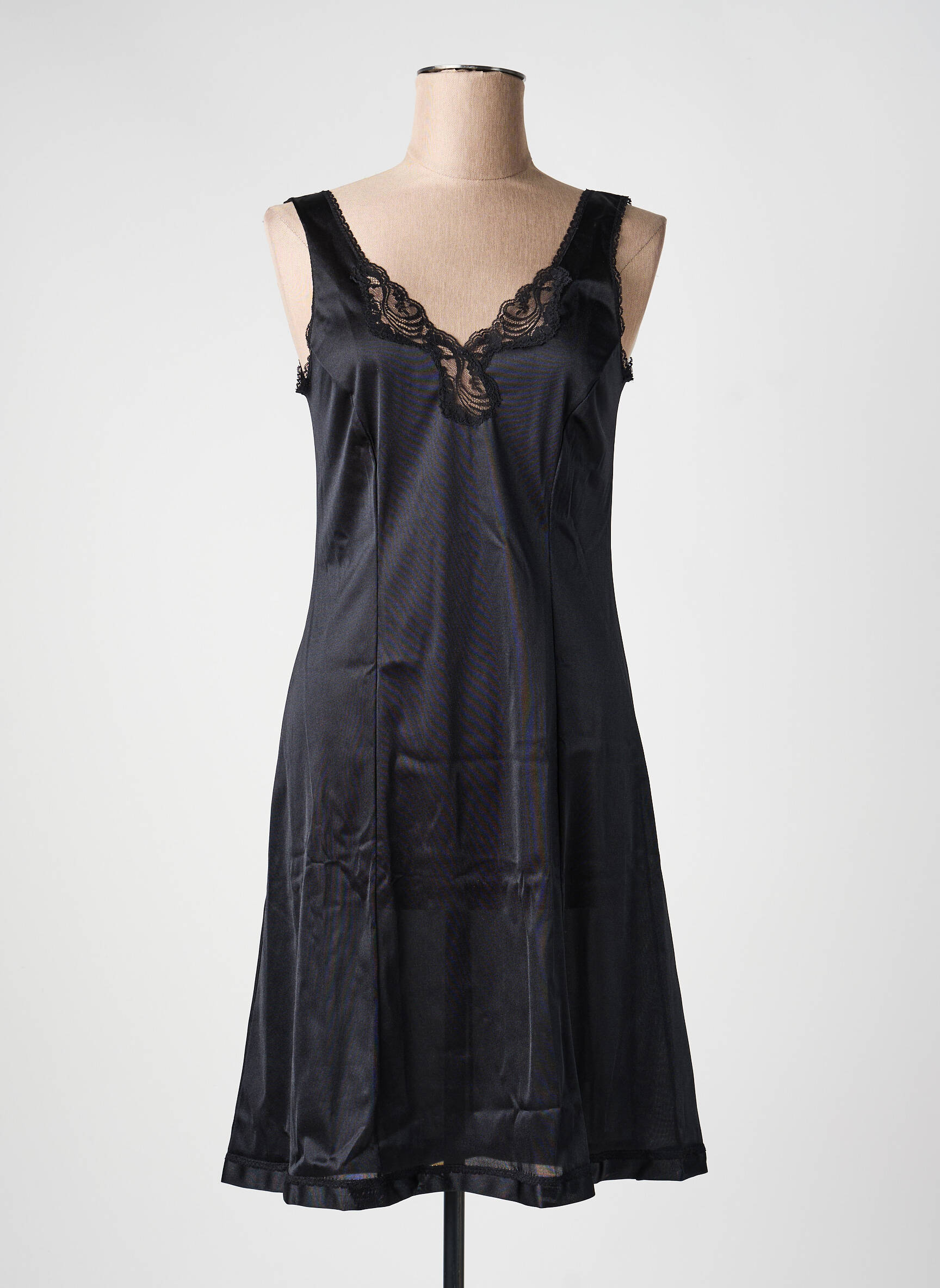 Naktinė suknelė/combinette satino efektas juodas LINGERIE ELIZABETH moteris