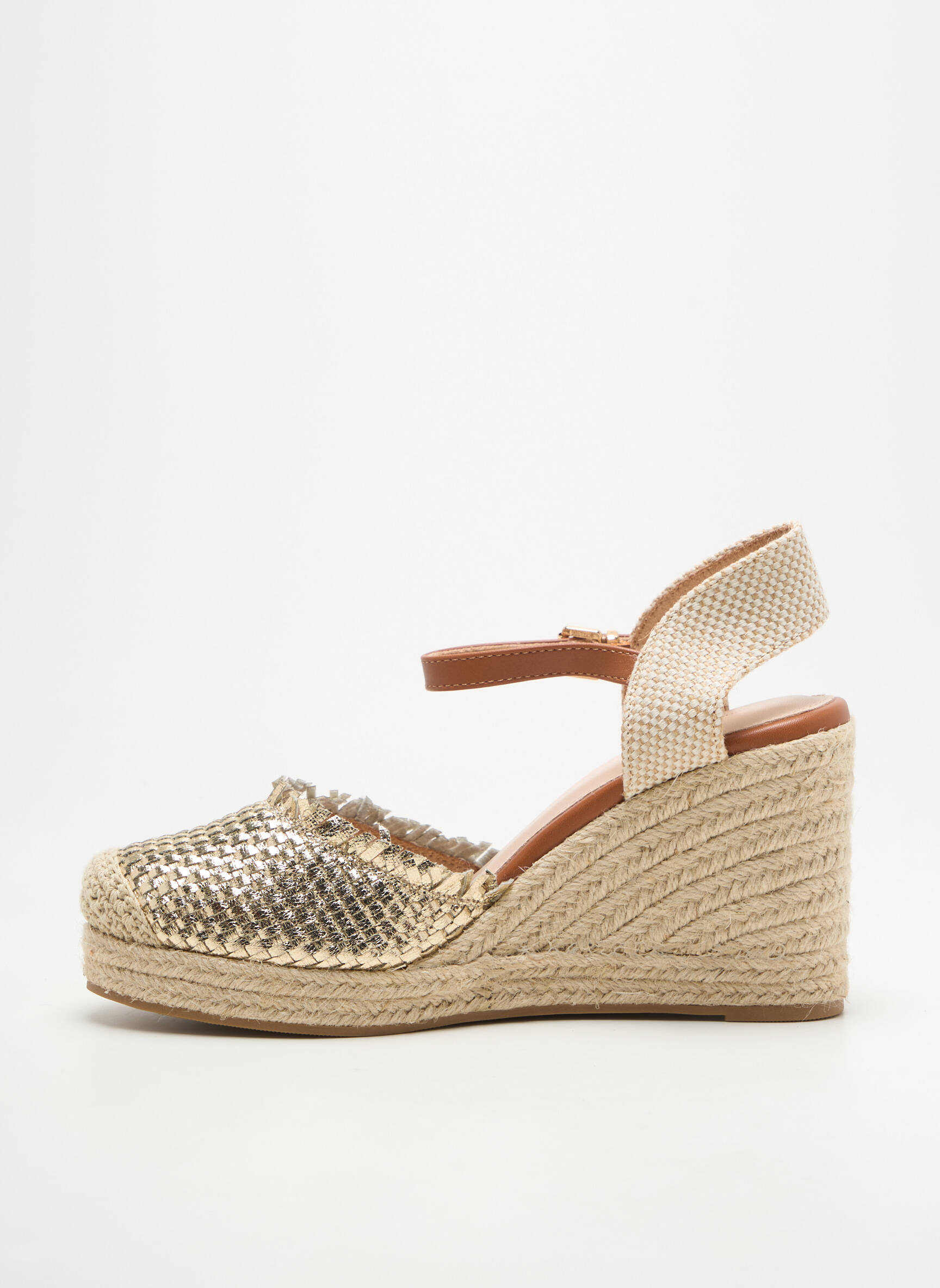 Espadrilės satino audinys kulnas nuo 7 iki 9 cm auksas VANESSA WU moteris