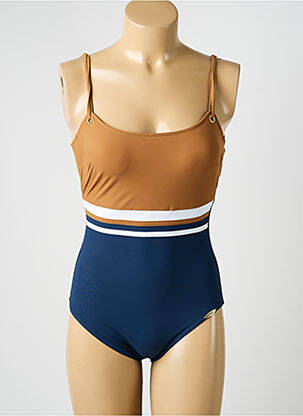 Vienos dalies maudymosi kostiumas satino efektas formuojantis liemenėlė su aukštu palaikymu rudas SUNFLAIR moteris