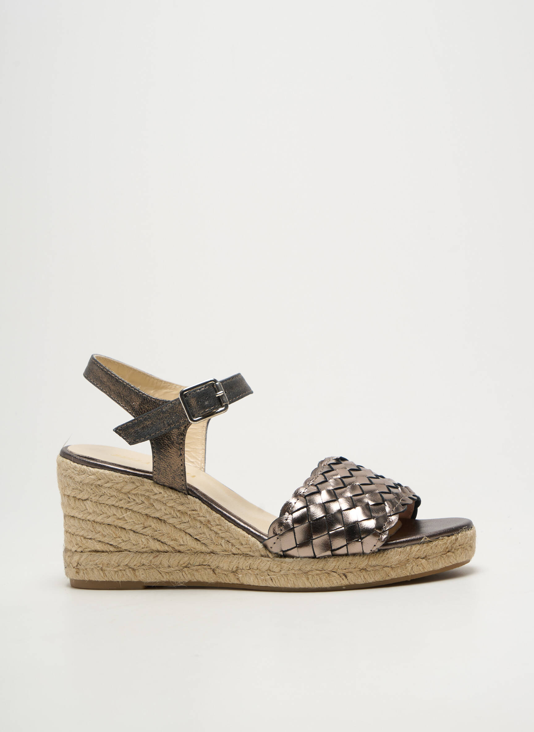 Espadrilės satino audinys kulnas nuo 7 iki 9 cm sidabrinė BELLA STORIA moteris
