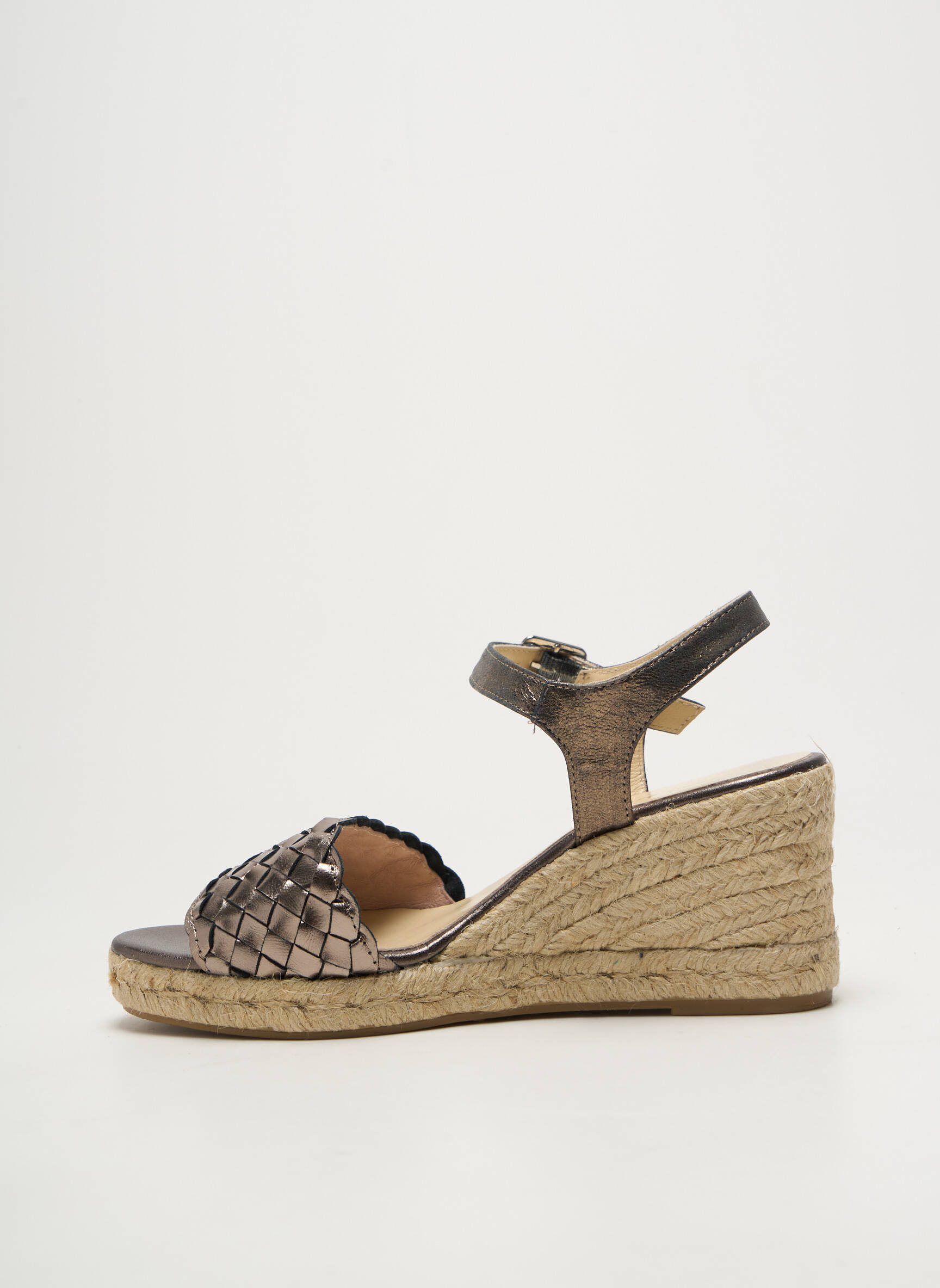 Espadrilės satino audinys kulnas nuo 7 iki 9 cm sidabrinė BELLA STORIA moteris