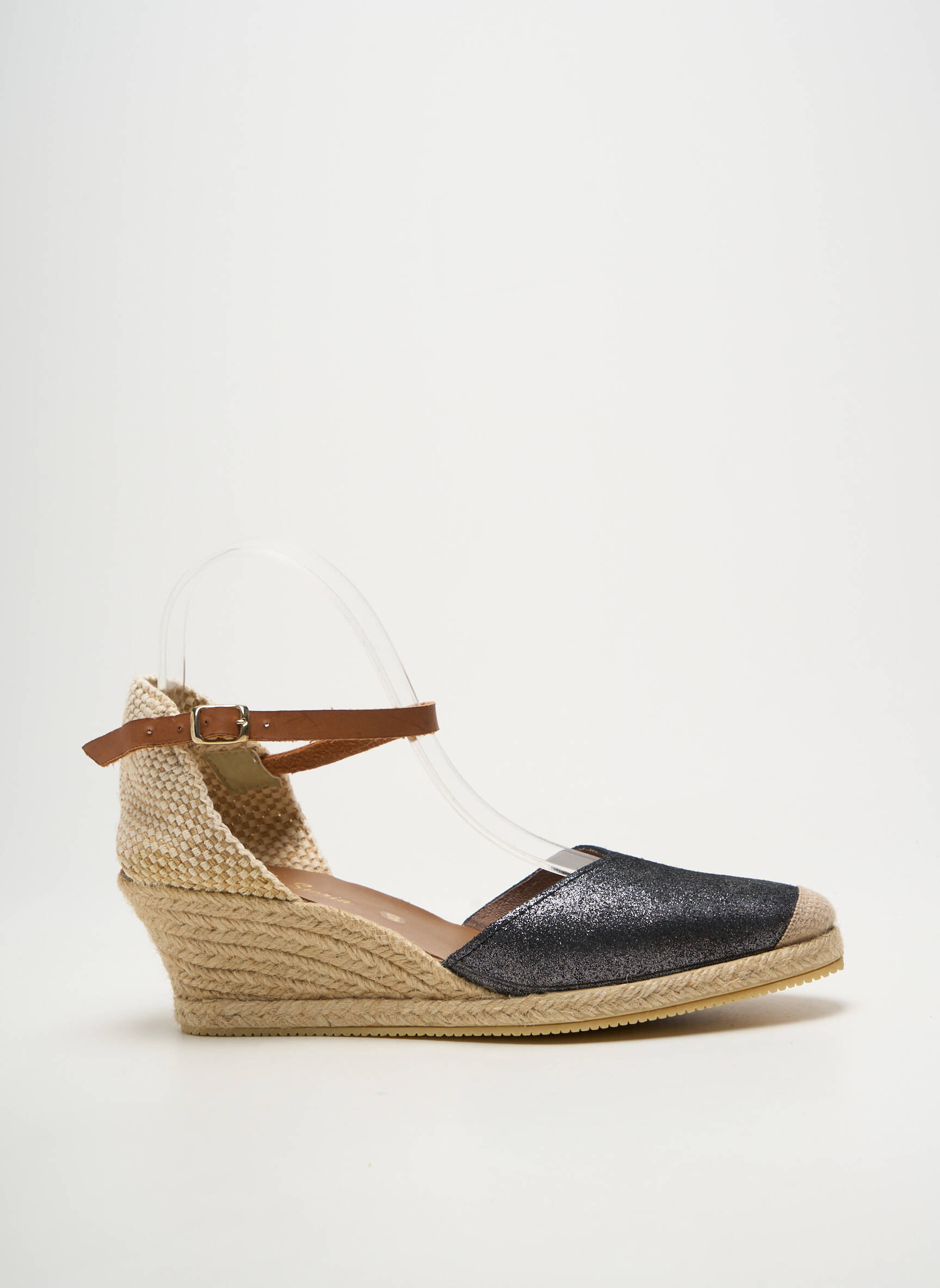 Espadrilės satino audinys kulnas nuo 4 iki 6 cm juodas BELLA STORIA moteris
