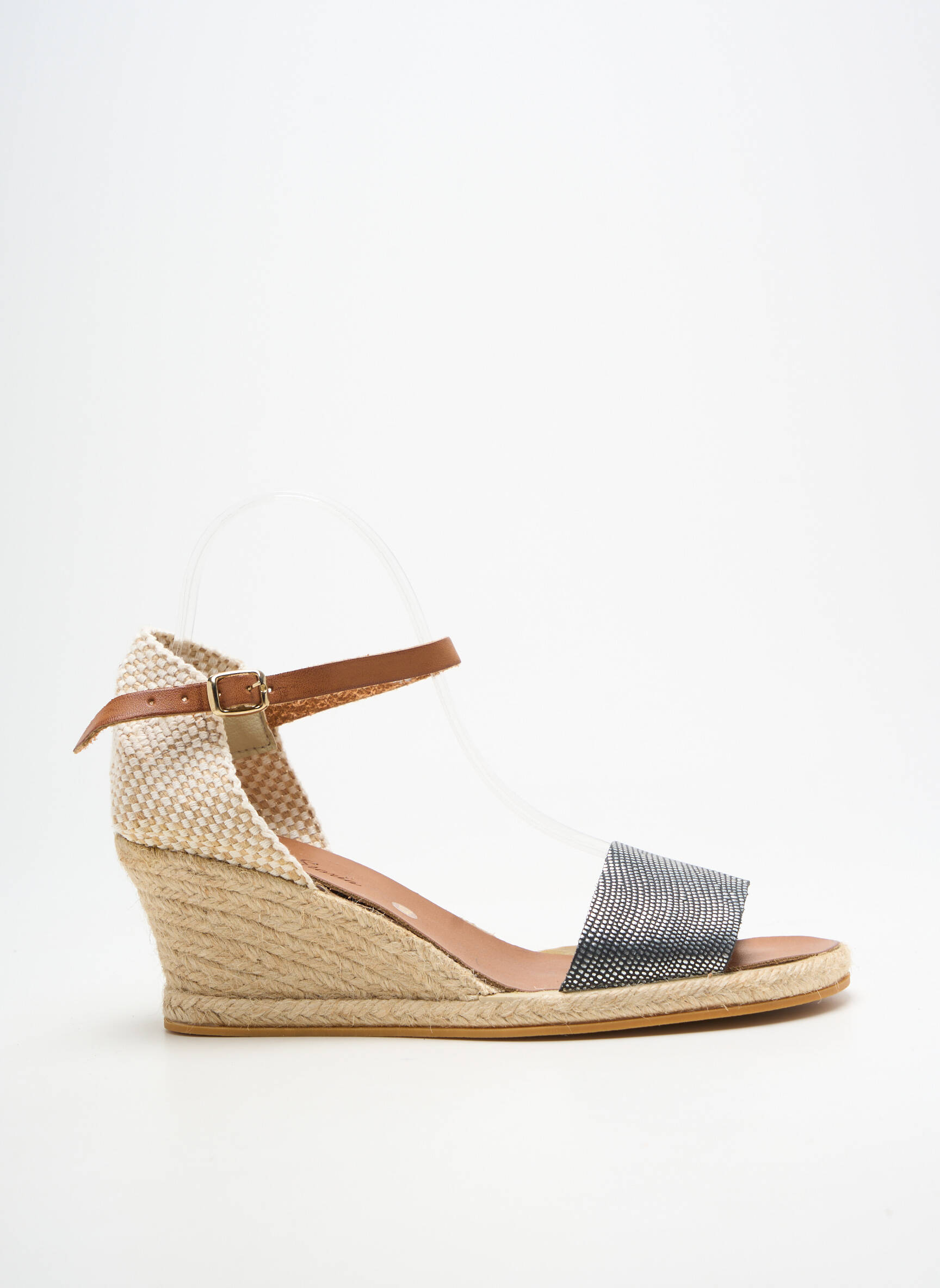 Espadrilės užsegimas su kaklo detalėmis kulnas nuo 7 iki 9 cm sidabrinė BELLA STORIA moteris