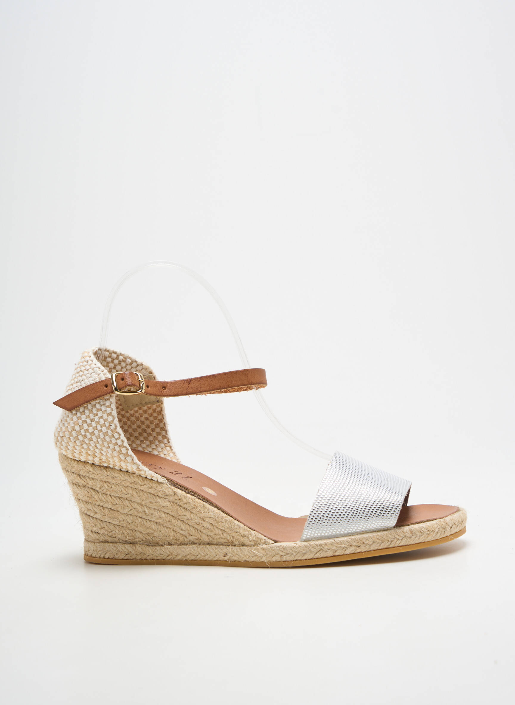 Espadrilės užsegimas su kaklo detalėmis kulnas nuo 4 iki 6 cm sidabrinė BELLA STORIA moteris