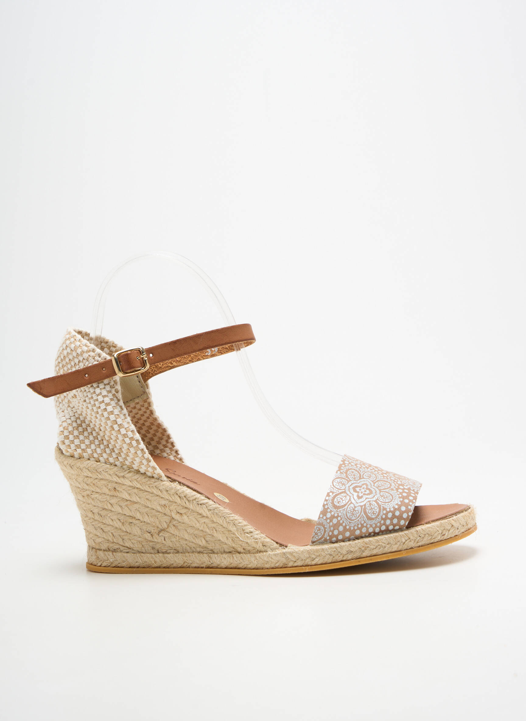 Espadrilės satino audinys kulnas nuo 7 iki 9 cm bežinis BELLA STORIA moteris