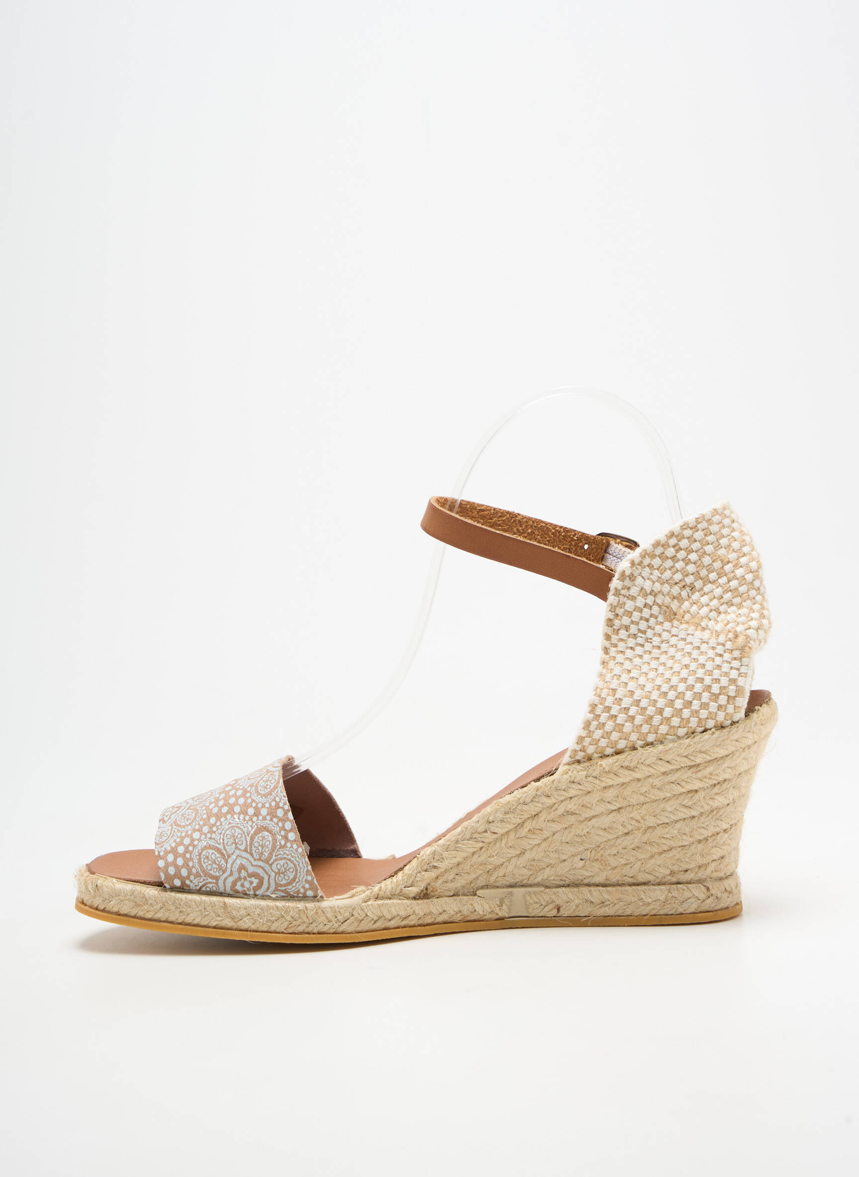 Espadrilės satino audinys kulnas nuo 7 iki 9 cm bežinis BELLA STORIA moteris