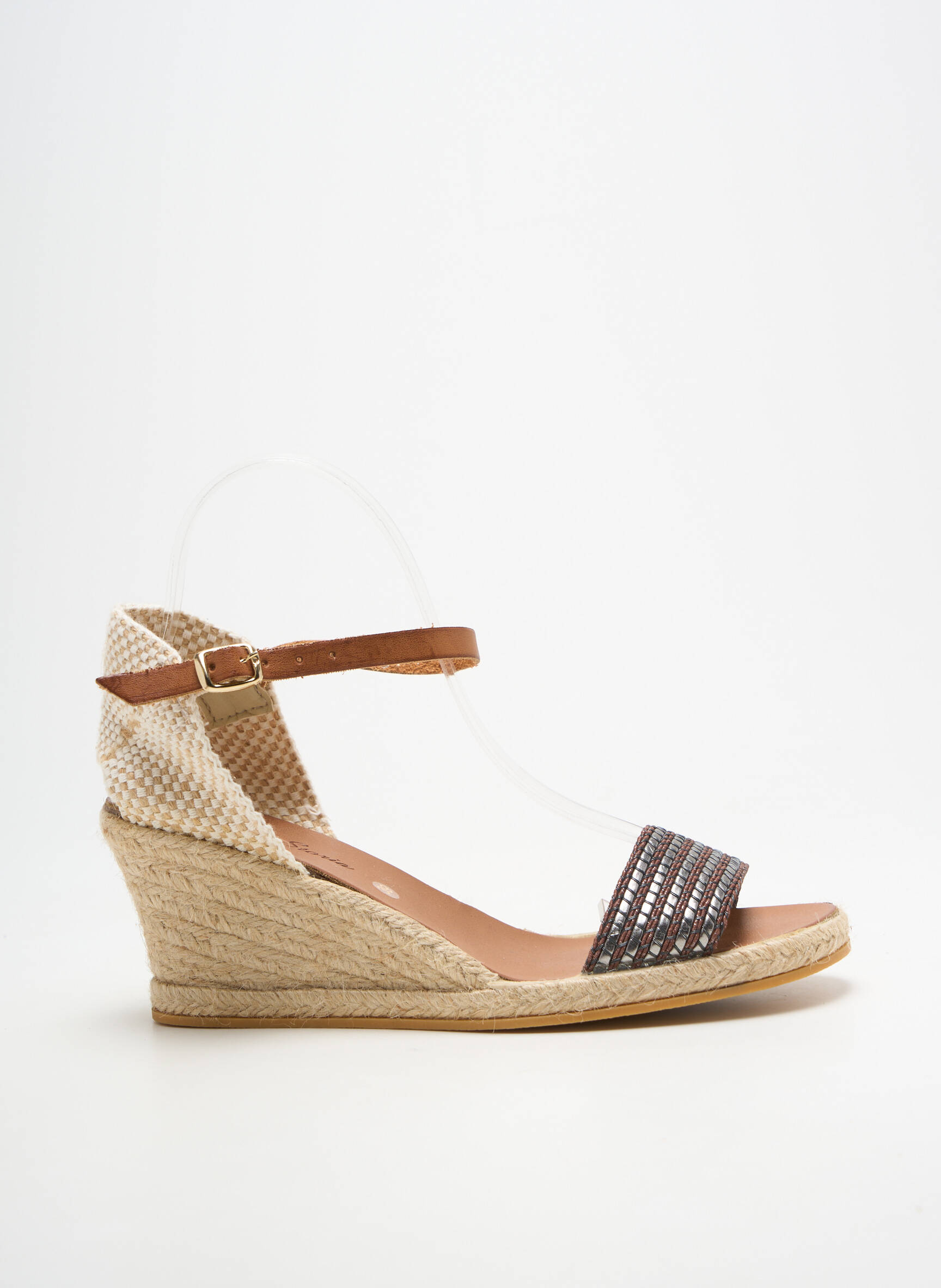 Espadrilės užsegimas su kaklo detalėmis kulnas nuo 4 iki 6 cm sidabrinė BELLA STORIA moteris