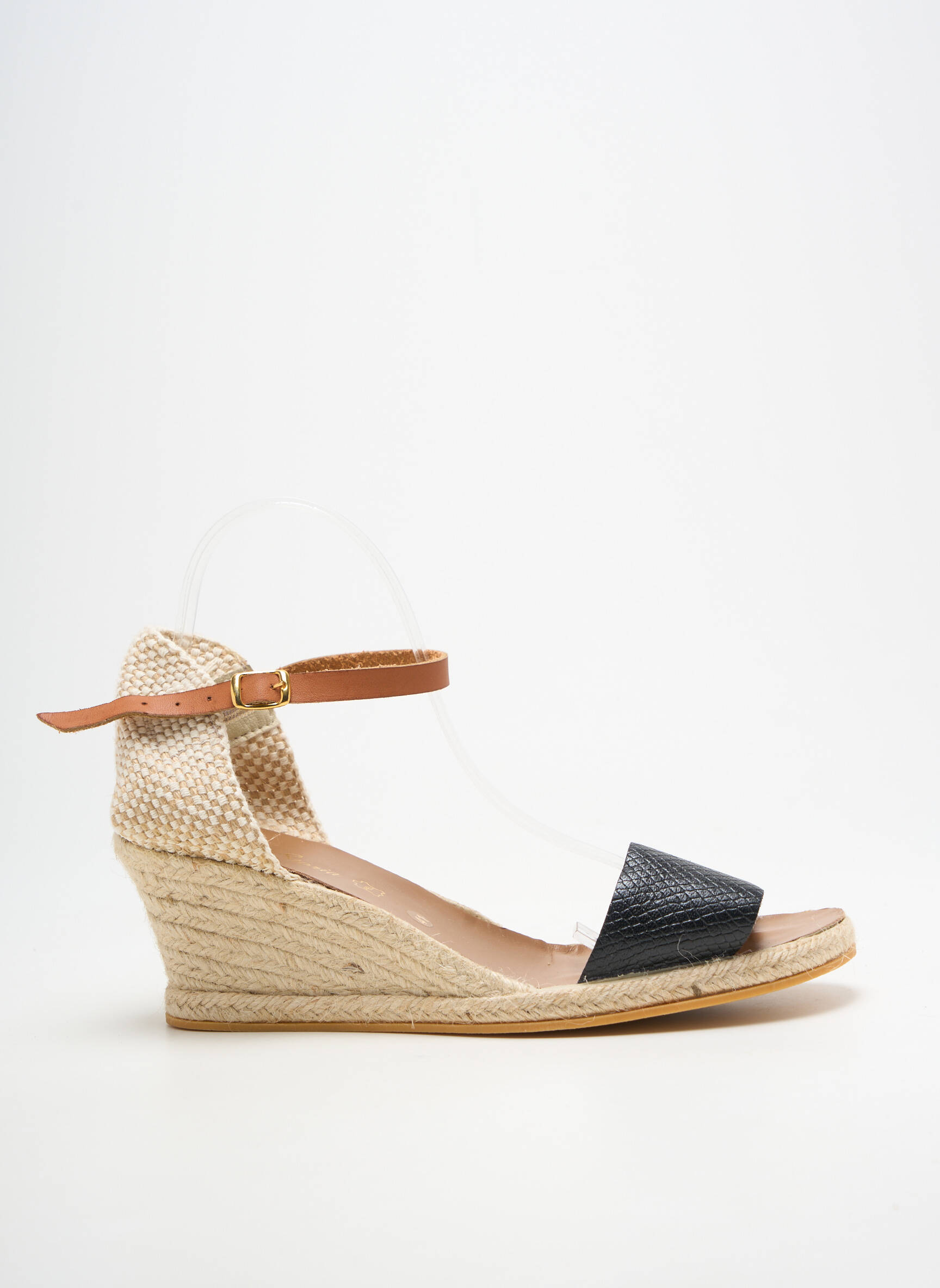 Espadrilės satino audinys kulnas nuo 7 iki 9 cm juodas BELLA STORIA moteris