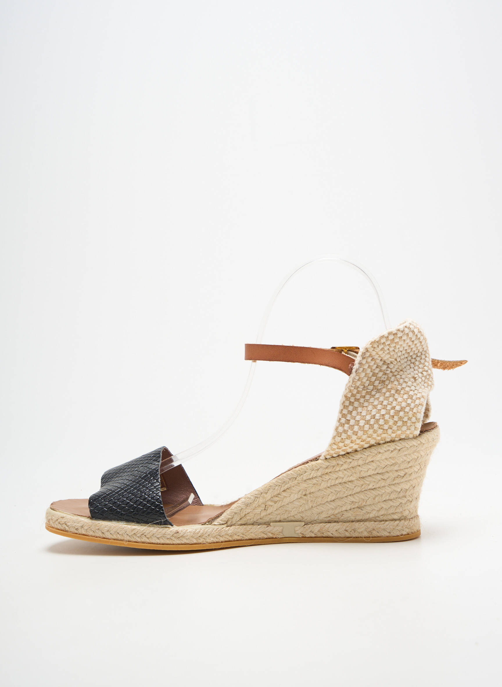 Espadrilės satino audinys kulnas nuo 7 iki 9 cm juodas BELLA STORIA moteris