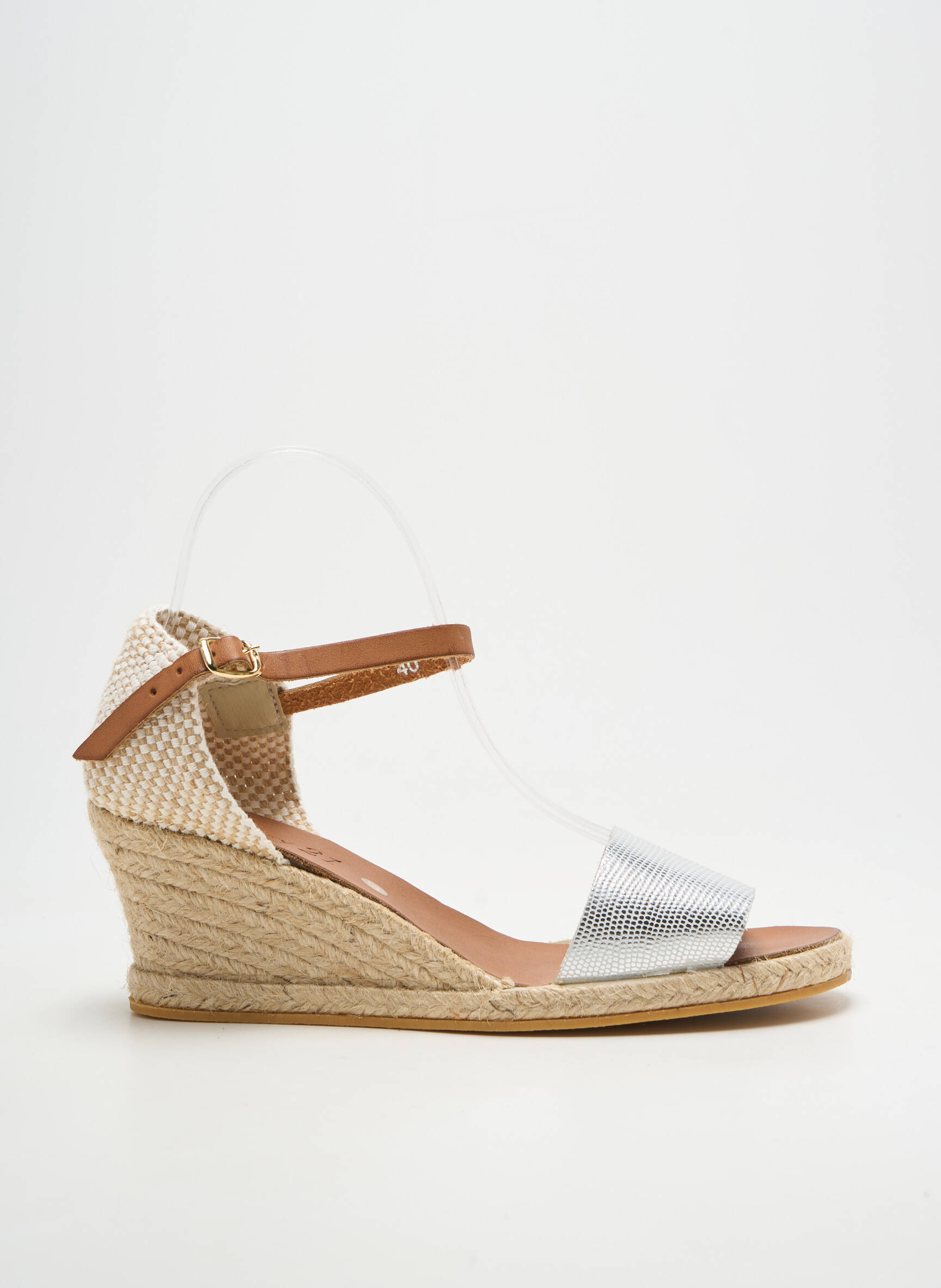 Espadrilės užsegimas su kaklo detalėmis kulnas nuo 4 iki 6 cm sidabrinė THIERRY 21 moteris