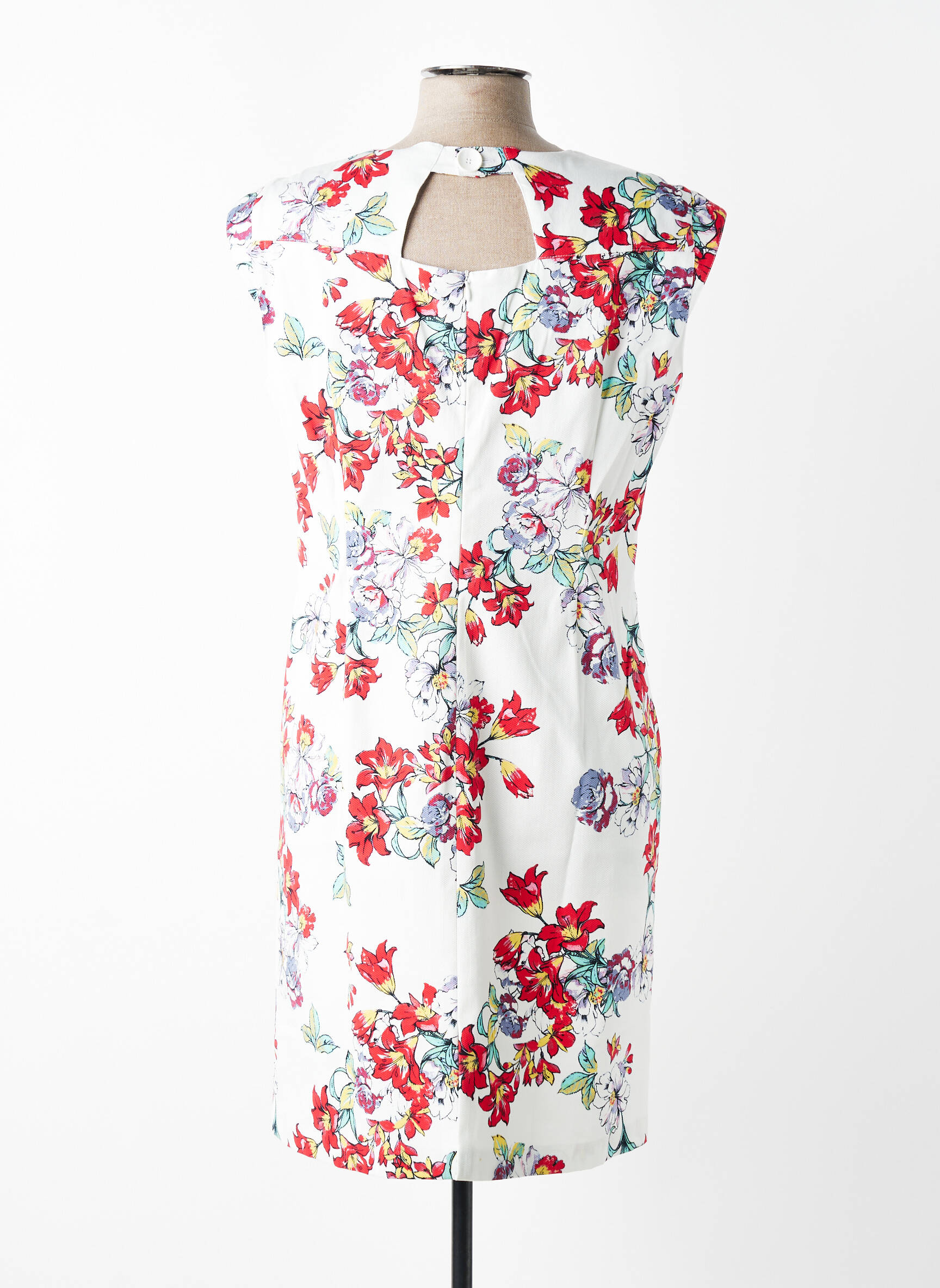 Pusilgių suknelė gėlių raštas trumpas rankovės baltas GEVANA moteris
