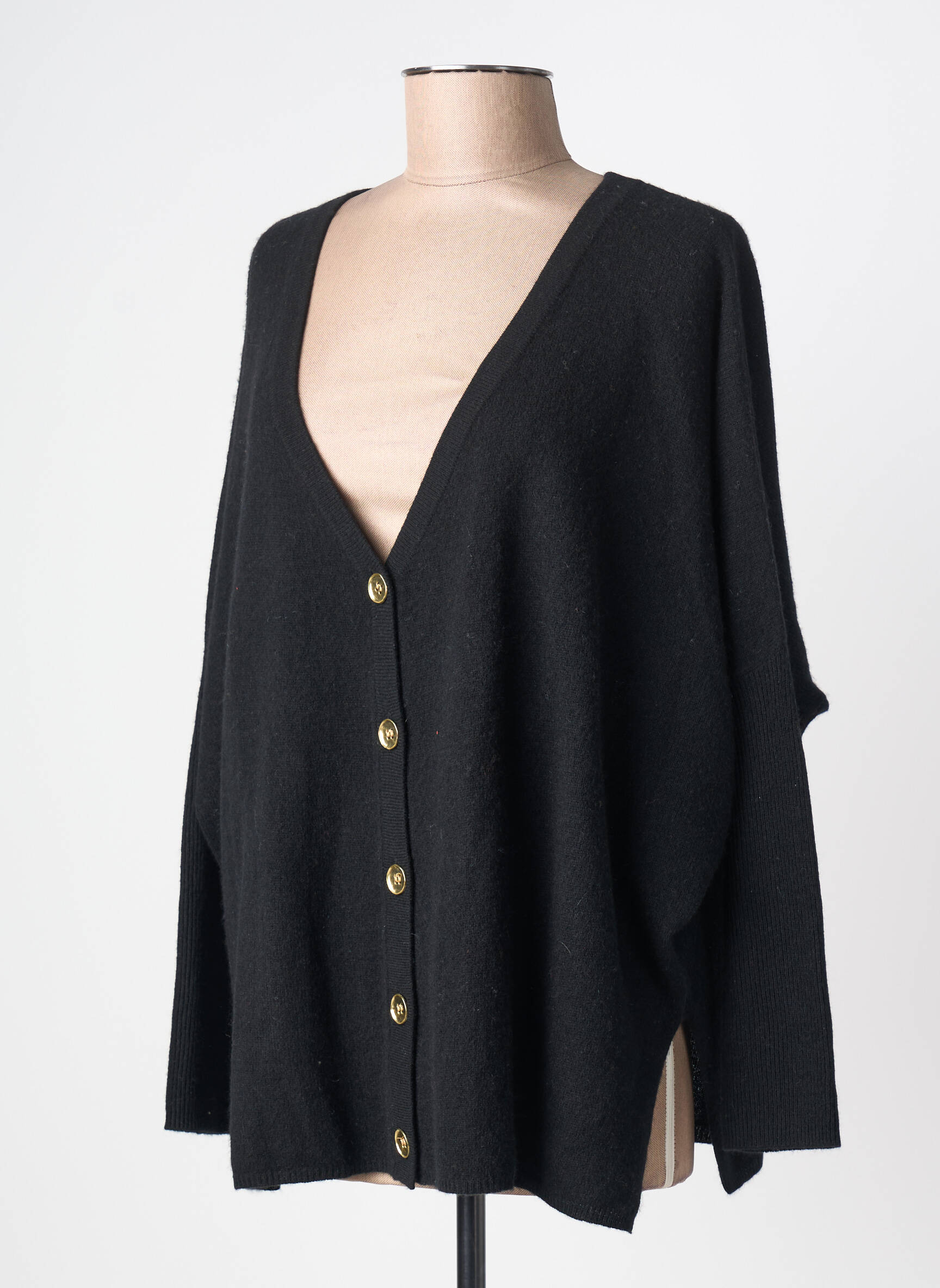 Ilgų rankovių liemenė apatinė dalis siaura juodas ABSOLUT CASHMERE moteris