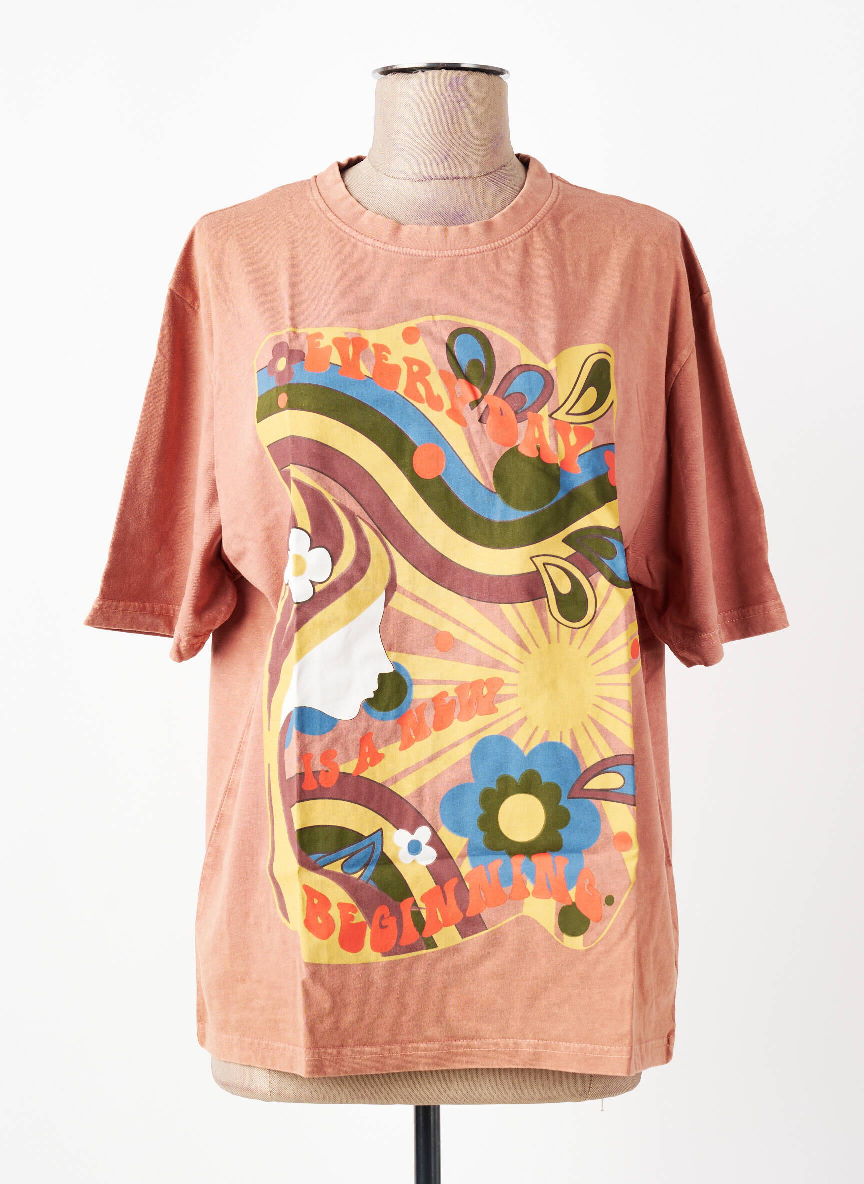 T-marškinys floqué serigrafija trumpas rankovės oranžinė ROSE GARDEN moteris