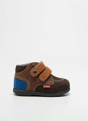 Bateliai velcro užsegimas apvalus mygtukas rudas KICKERS berniukas