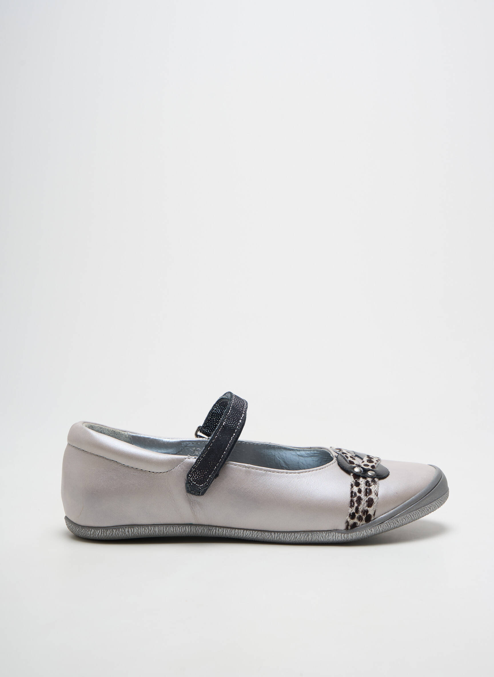 Balerinos velcro užsegimas plokščias kulnas iki 3 cm sidabrinė TTY moteris