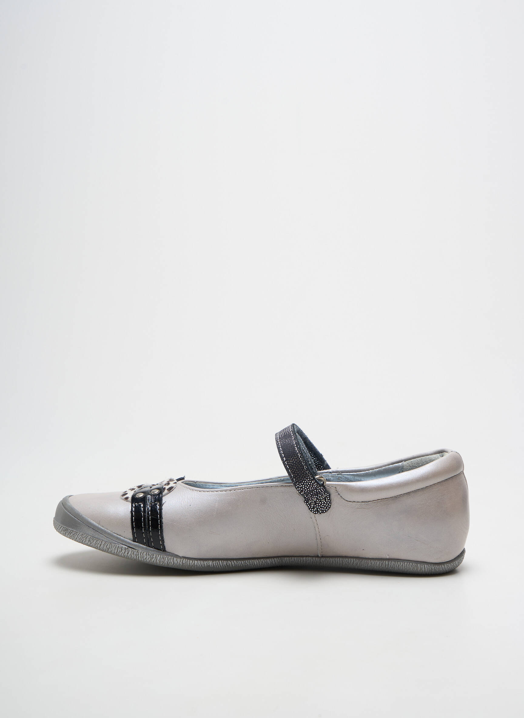 Balerinos velcro užsegimas plokščias kulnas iki 3 cm sidabrinė TTY moteris
