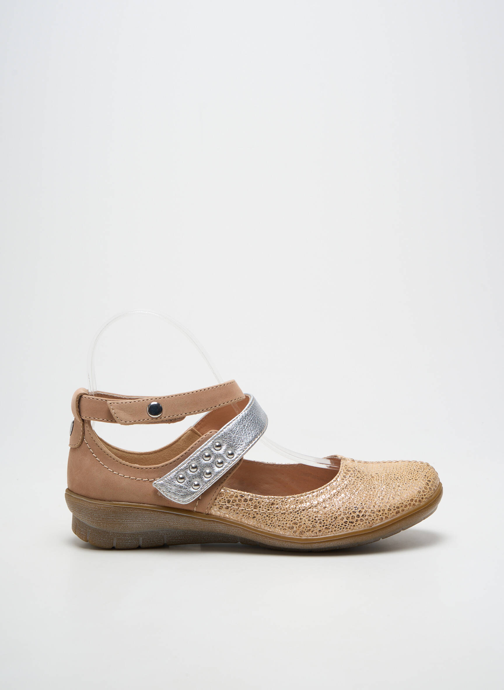 Balerinos velcro užsegimas plokščias kulnas iki 3 cm bežinis SWEET moteris