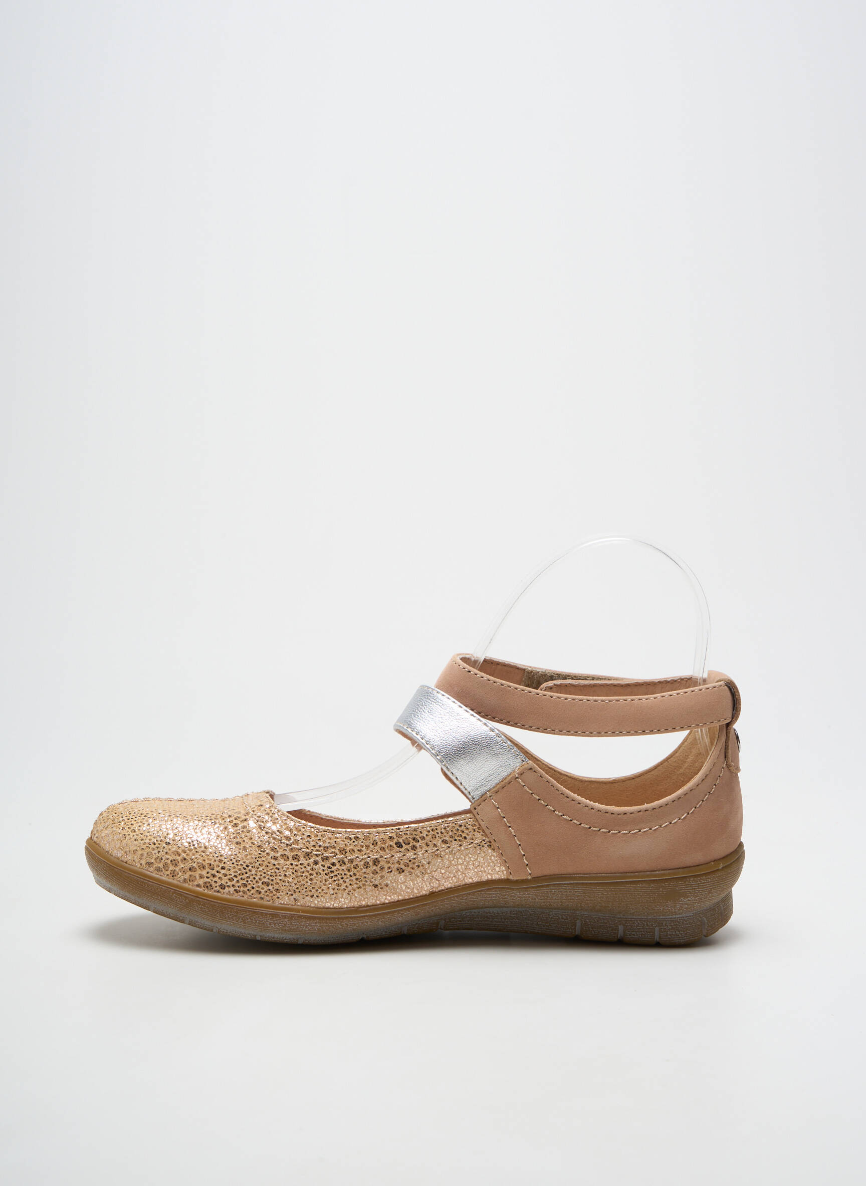 Balerinos velcro užsegimas plokščias kulnas iki 3 cm bežinis SWEET moteris