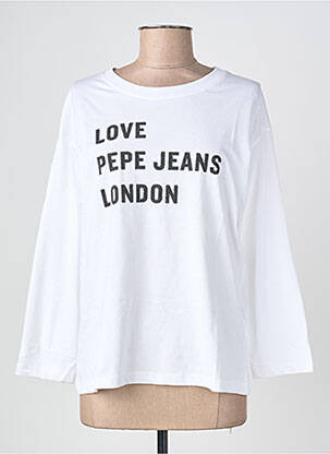 T-marškinys ilgos rankovės ilgos rankovės baltas PEPE JEANS moteris