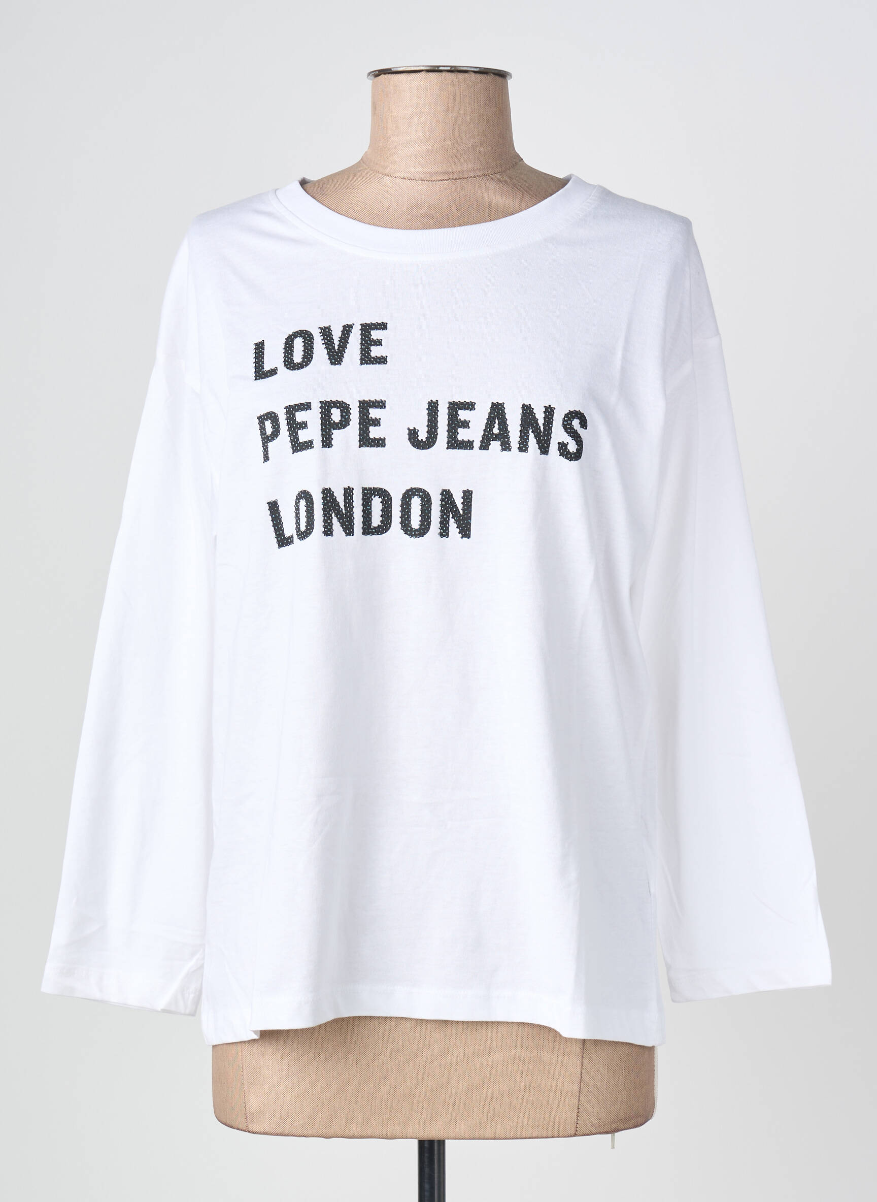 T-marškinys ilgos rankovės ilgos rankovės baltas PEPE JEANS moteris