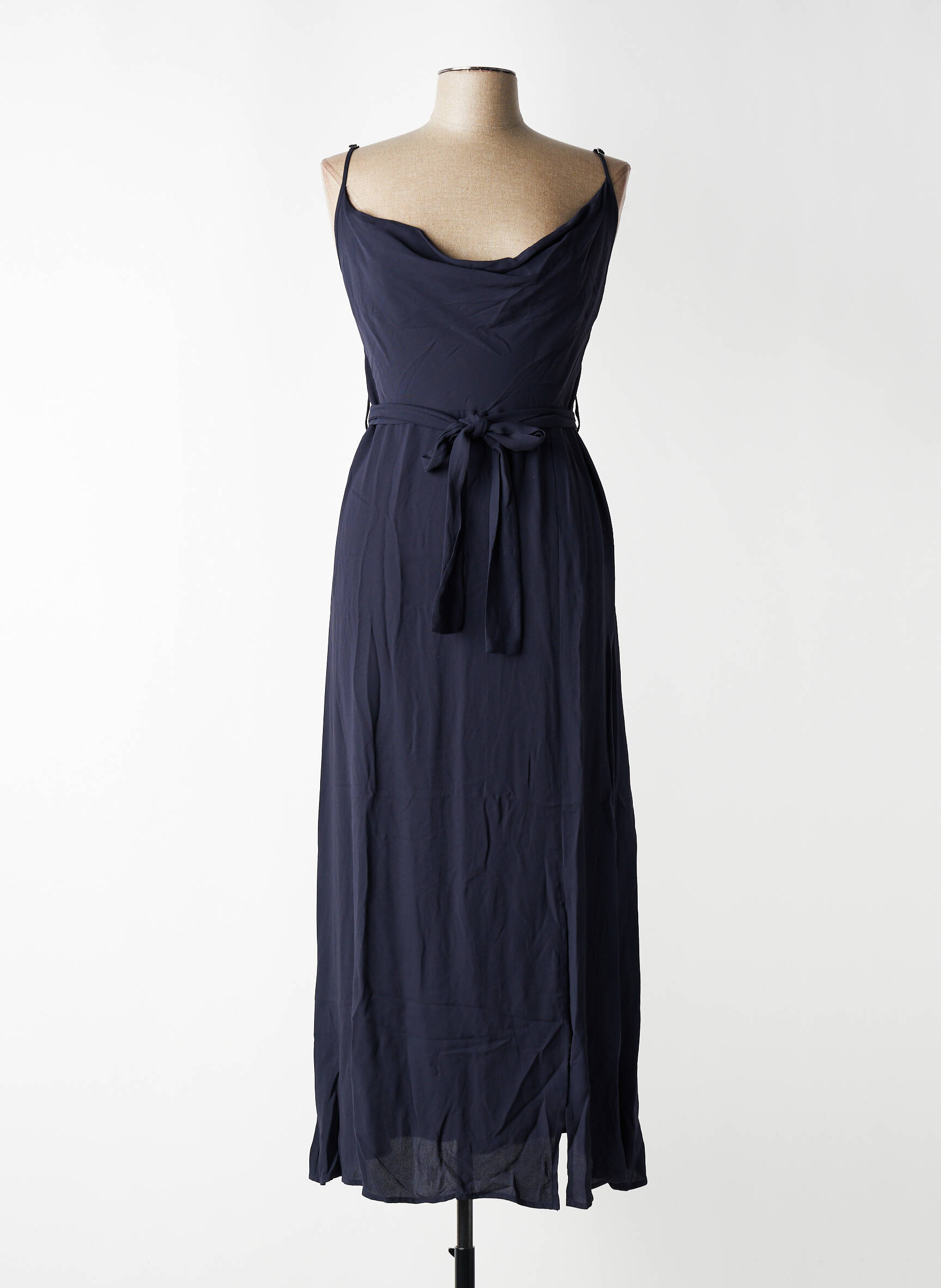 Ilga suknelė krepos audinys plonos dirželiai mėlyna KOCCA moteris