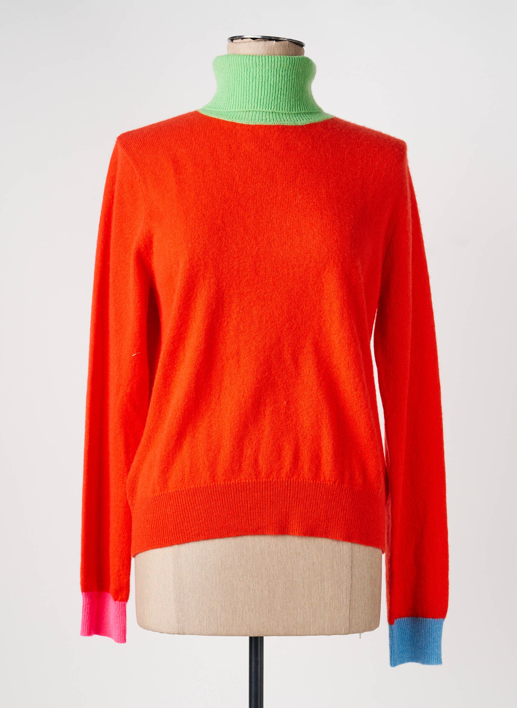 Megztinis su aukštu kaklu tamprumas ilgos rankovės oranžinė ABSOLUT CASHMERE moteris