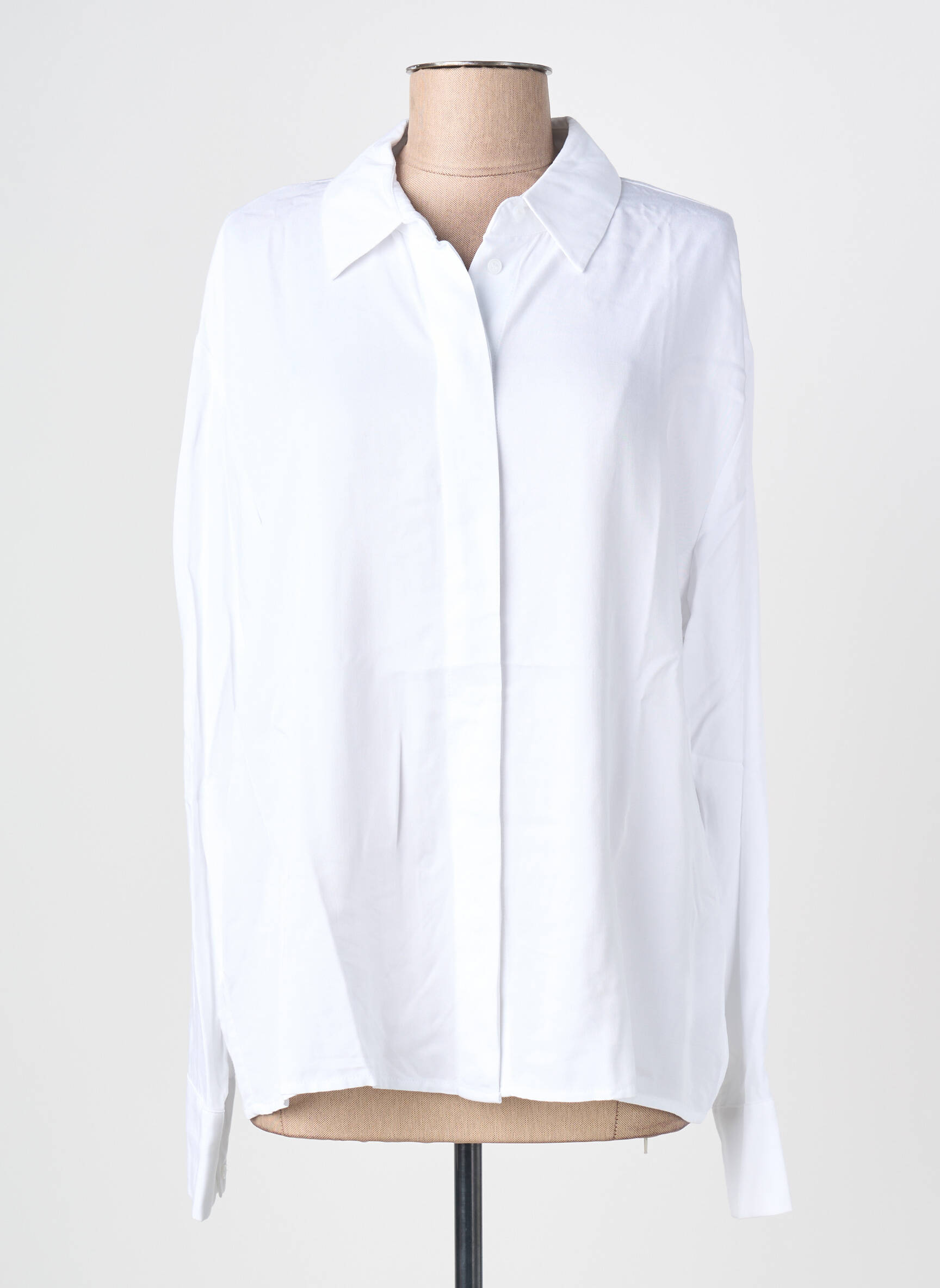 Moteriškas marškinys tiesi kirpimas ilgos rankovės baltas YAYA moteris