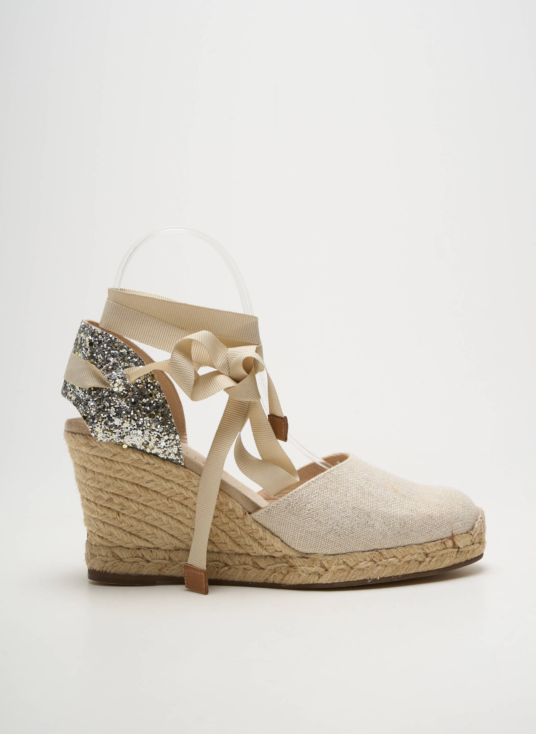 Espadrilės šnervių uždarymas kulnas nuo 7 iki 9 cm sidabrinė ESCADRILLE moteris
