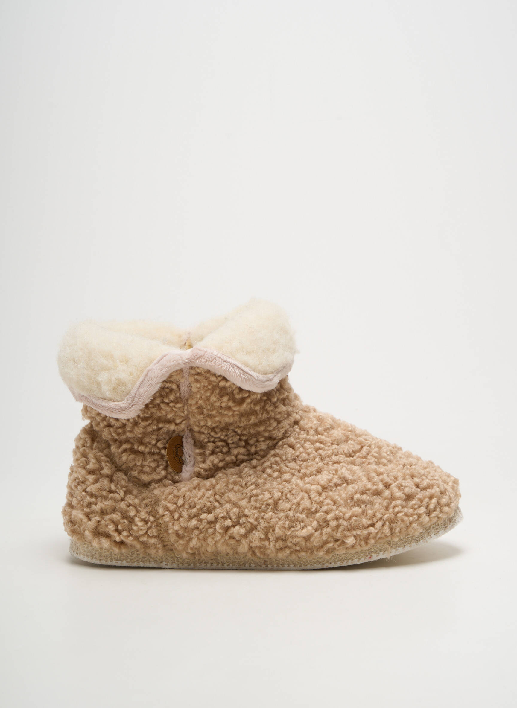 Bateliai/pantofliai apvalus mygtukas plokščias kulnas iki 3 cm bežinis CHAUSSE MOUTON moteris