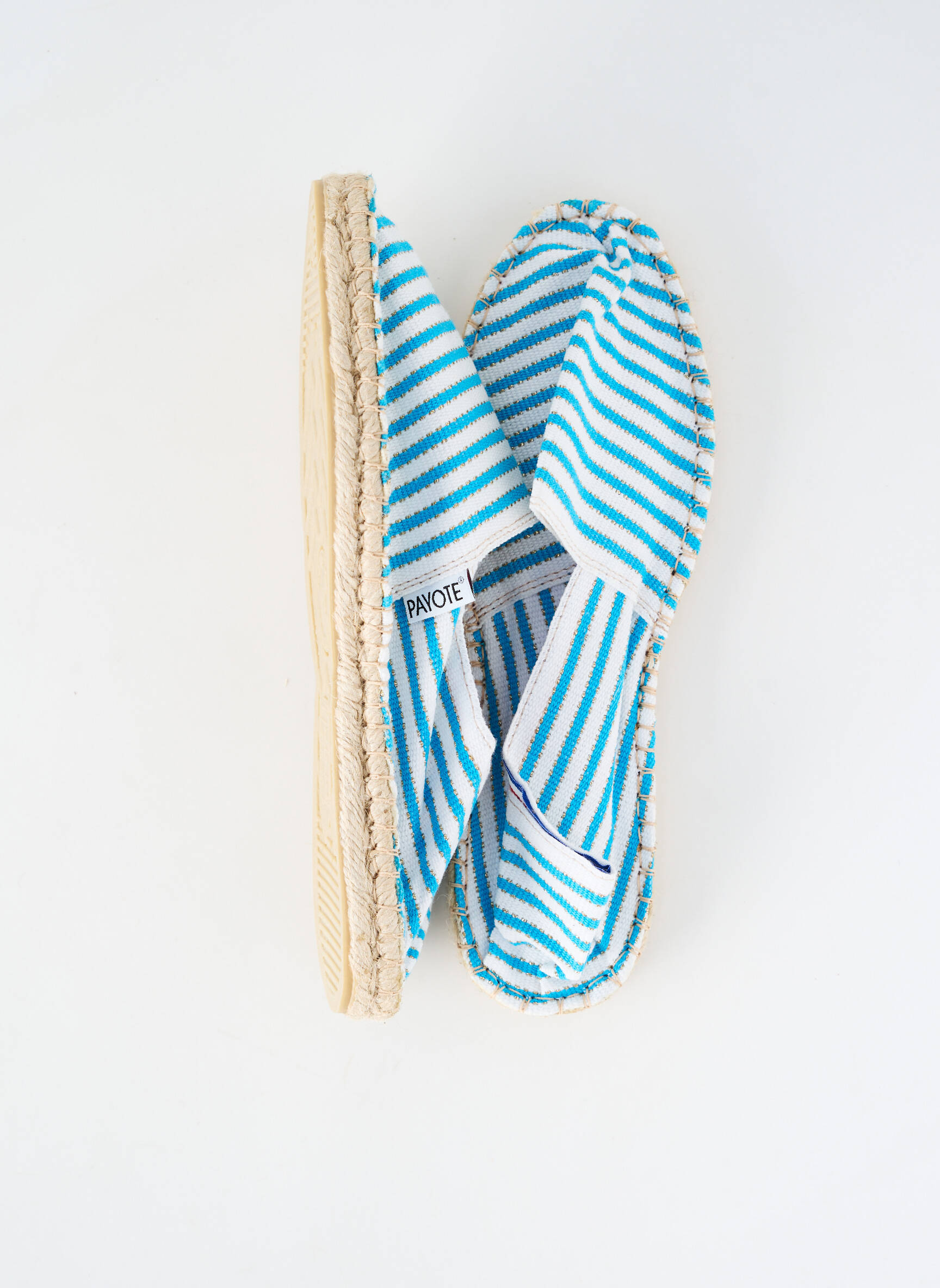 Espadrilės apvalus mygtukas plokščias kulnas iki 3 cm mėlyna PAYOTE moteris