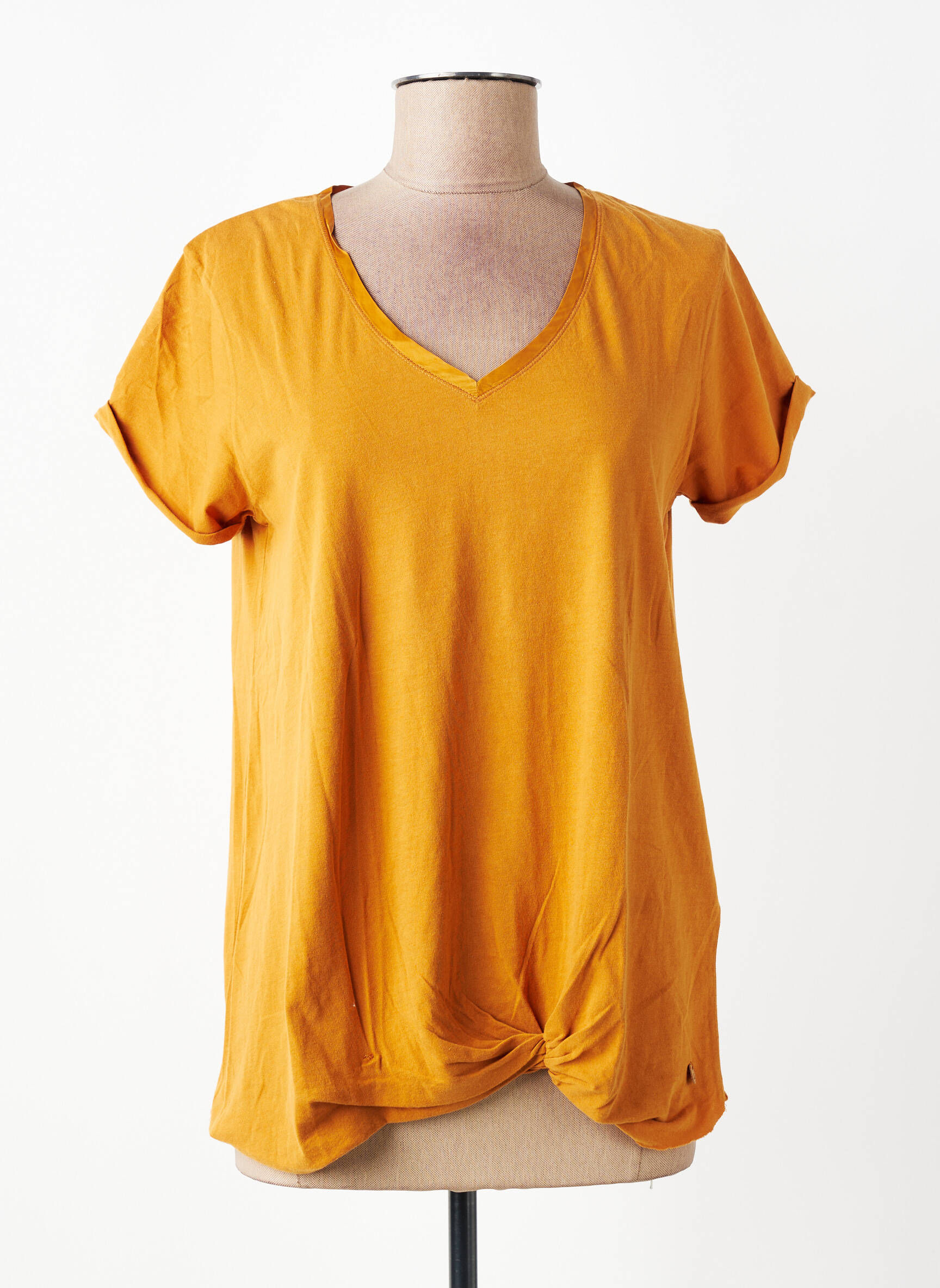 T-marškinys col v trumpas rankovės geltona YERSE moteris