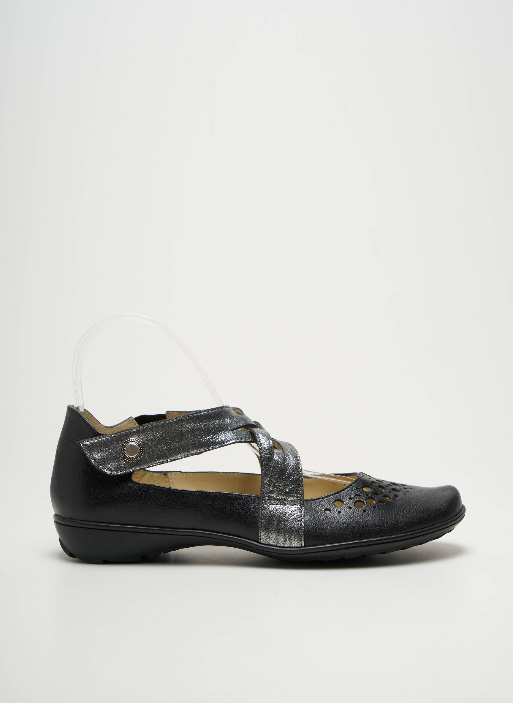Balerinos velcro užsegimas plokščias kulnas iki 3 cm sidabrinė GEO-REINO moteris