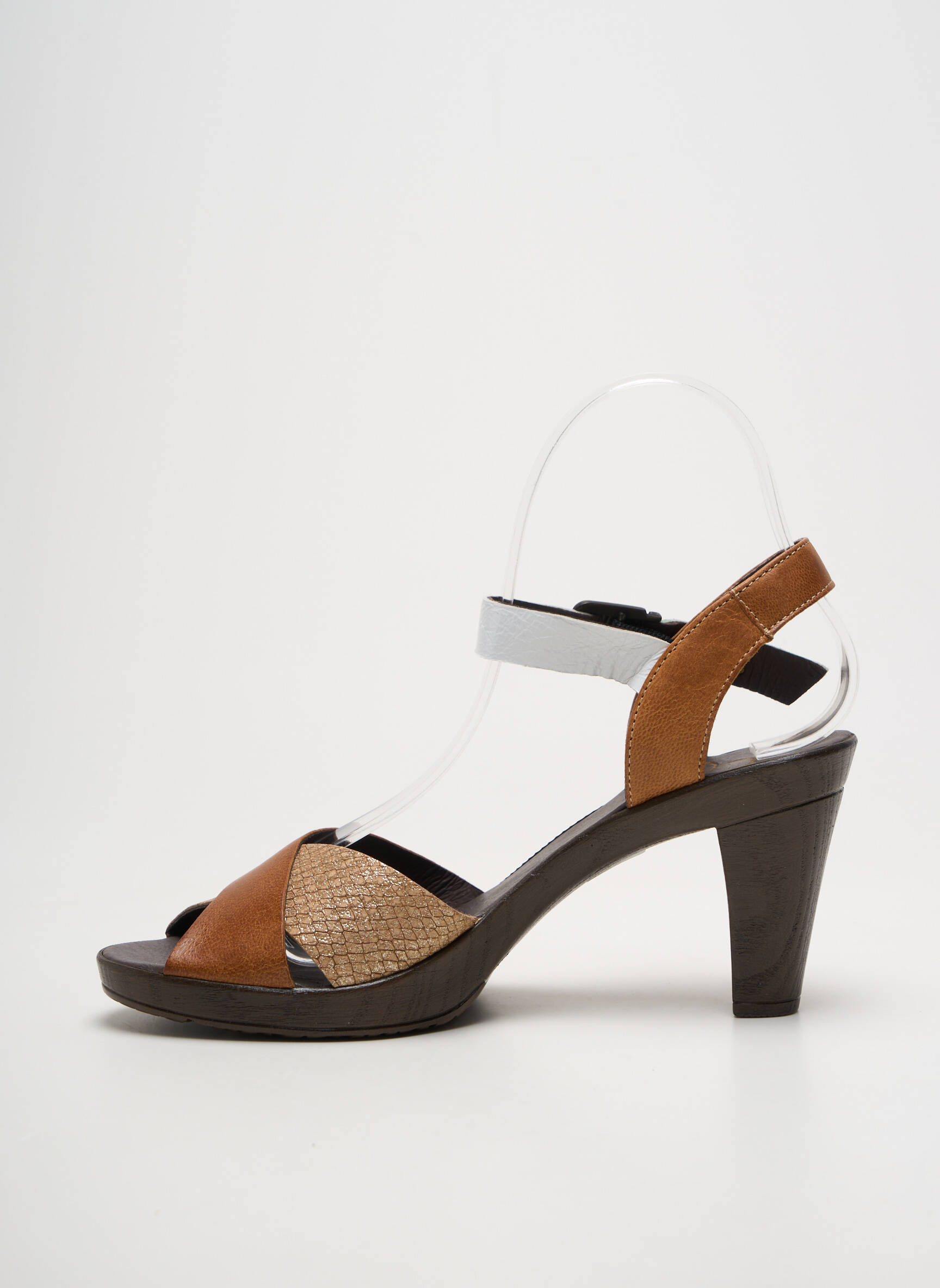 Sandalai/nu pėdos satino audinys kulnas nuo 7 iki 9 cm rudas KARSTON moteris
