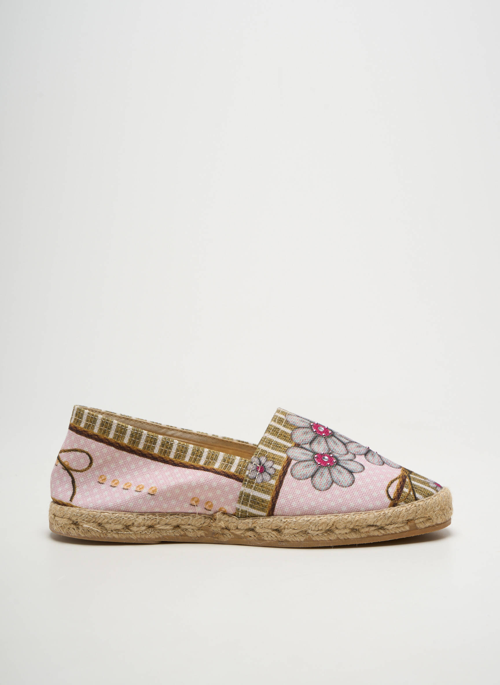 Espadrilės apvalus mygtukas plokščias kulnas iki 3 cm rožinė LA MAISON DE L'ESPADRILLE moteris