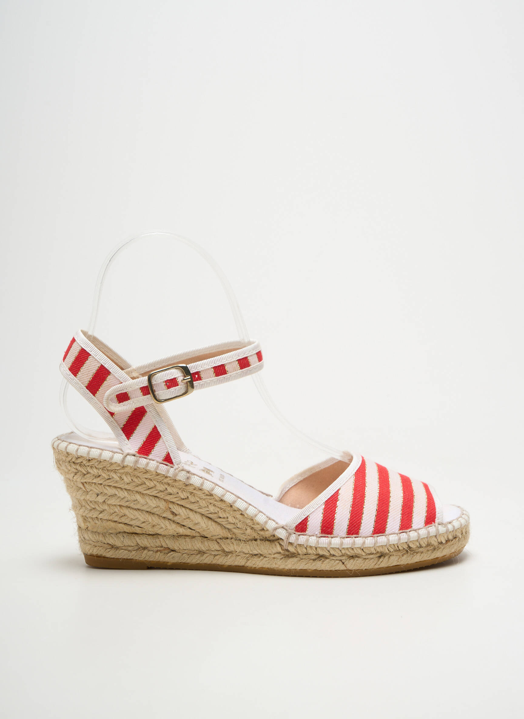 Espadrilės satino audinys kulnas nuo 7 iki 9 cm raudona LA MAISON DE L'ESPADRILLE moteris