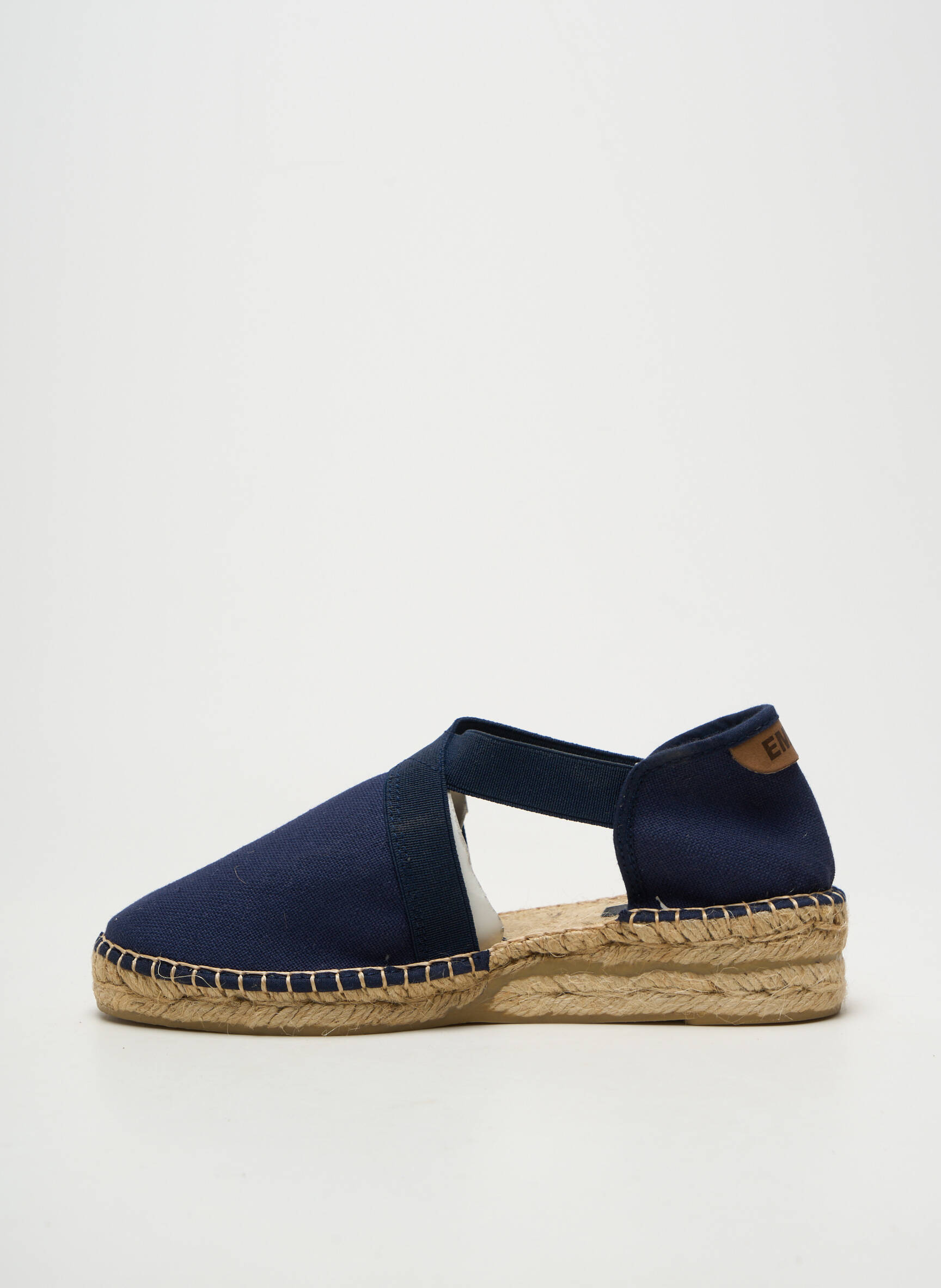 Espadrilės apvalus mygtukas plokščias kulnas iki 3 cm mėlyna EMMA moteris