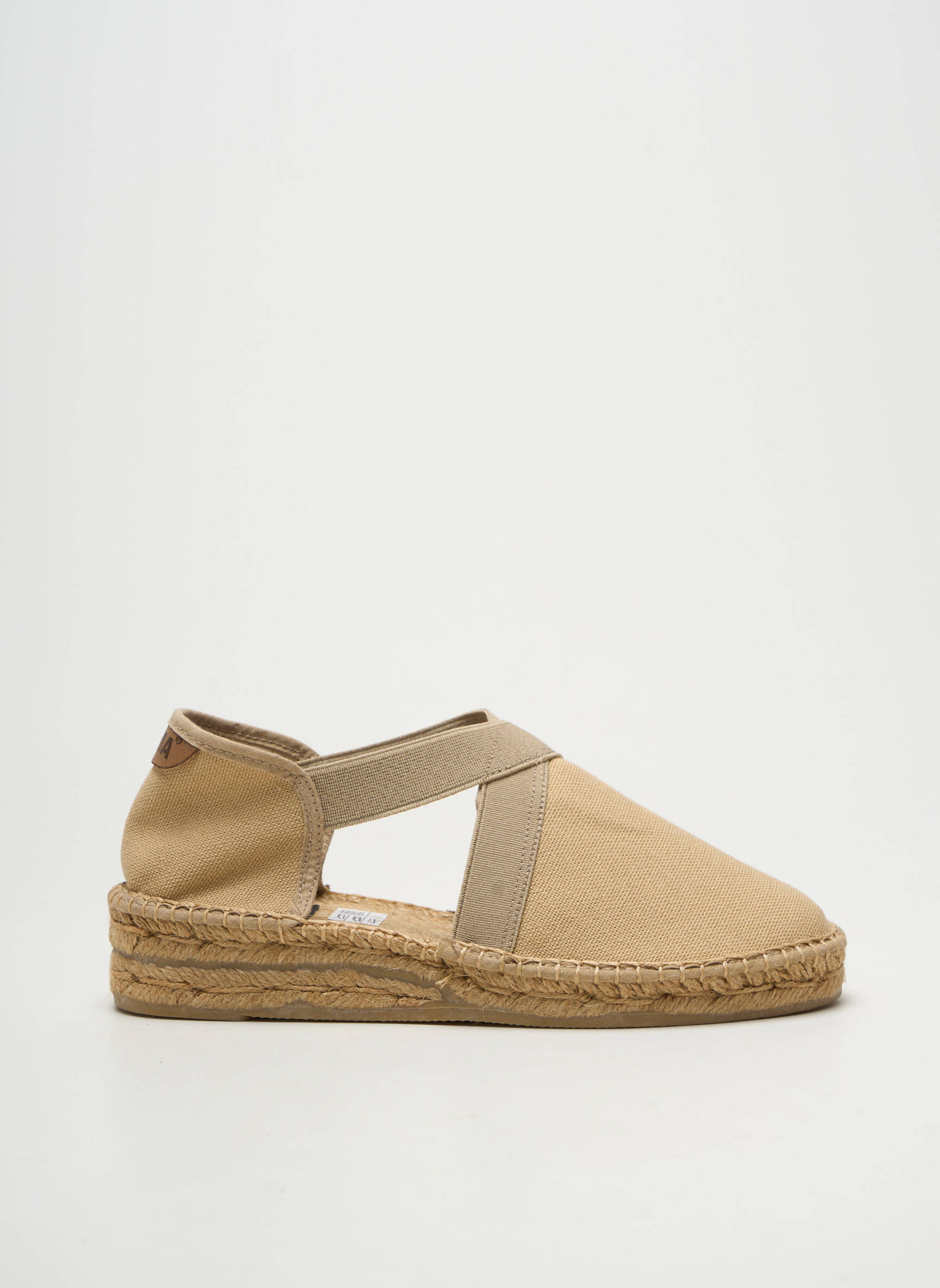 Espadrilės apvalus mygtukas plokščias kulnas iki 3 cm bežinis EMMA moteris